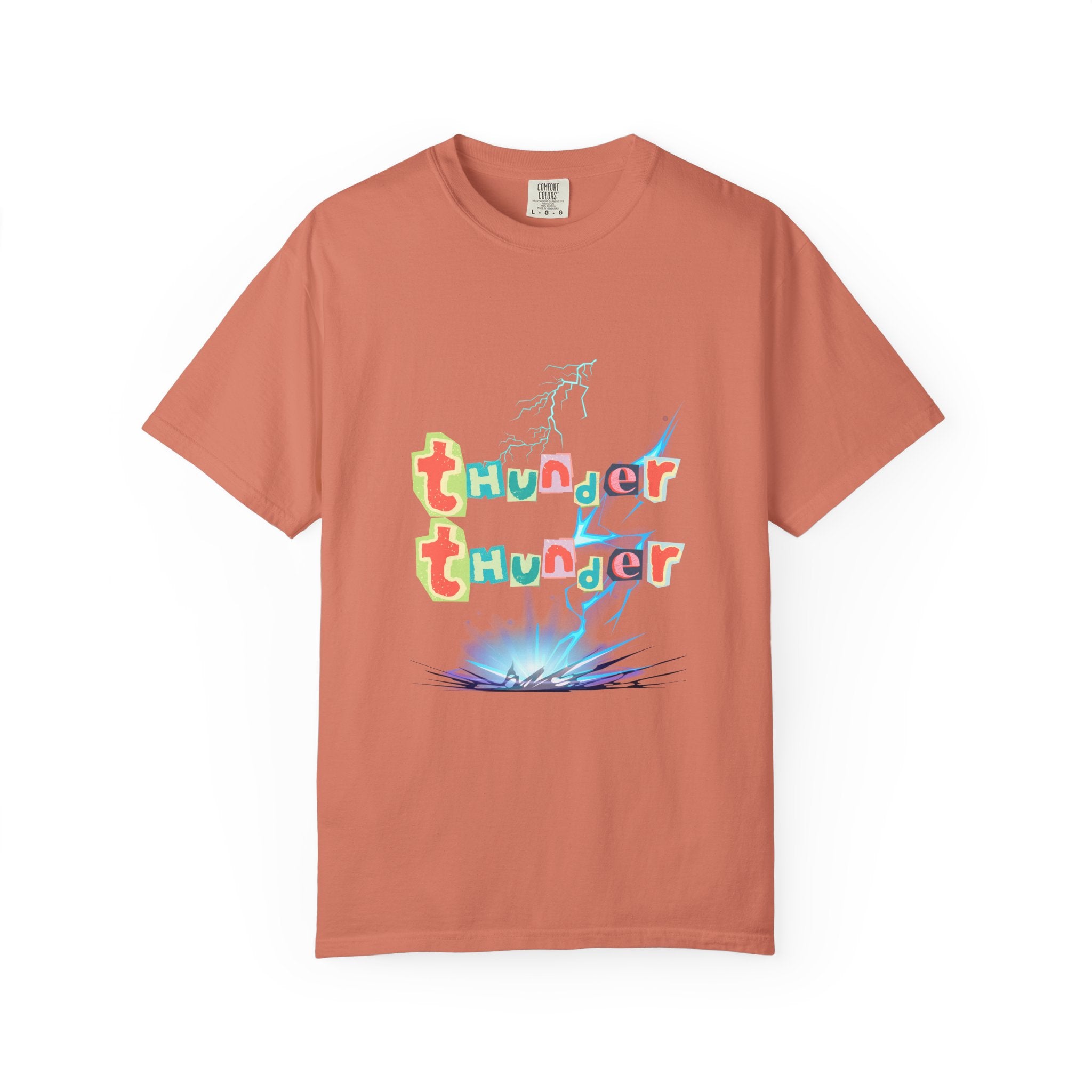 Colorful Thunder Graphic T-Shirt, Fun Casual Tee for Kids and Adults, Perfect Gift for Birthdays, Summer Outings, Music Festivals