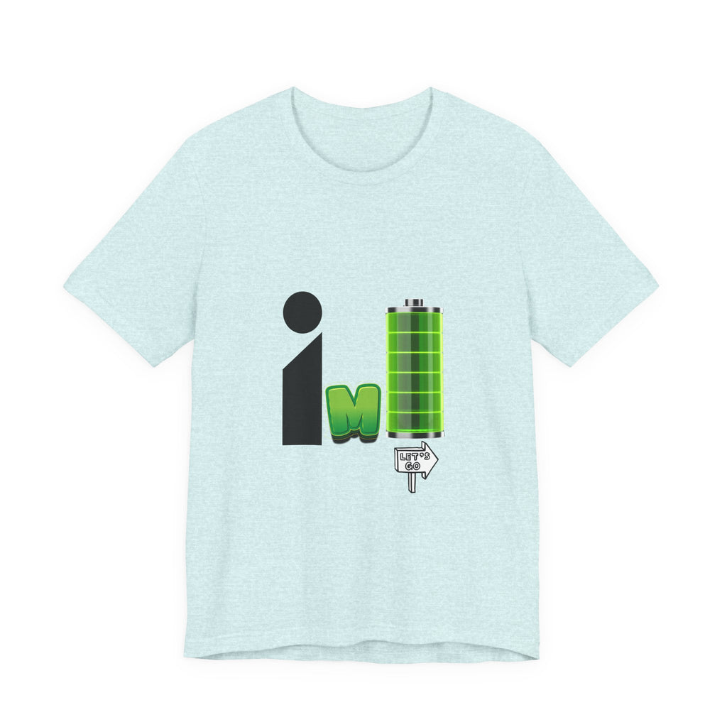 Energized Unisex Jersey Tee, Funny Graphic Tee, Rechargeable Battery Shirt, Gift for Tech Lovers, Casual Wear, Birthday Present, [...]