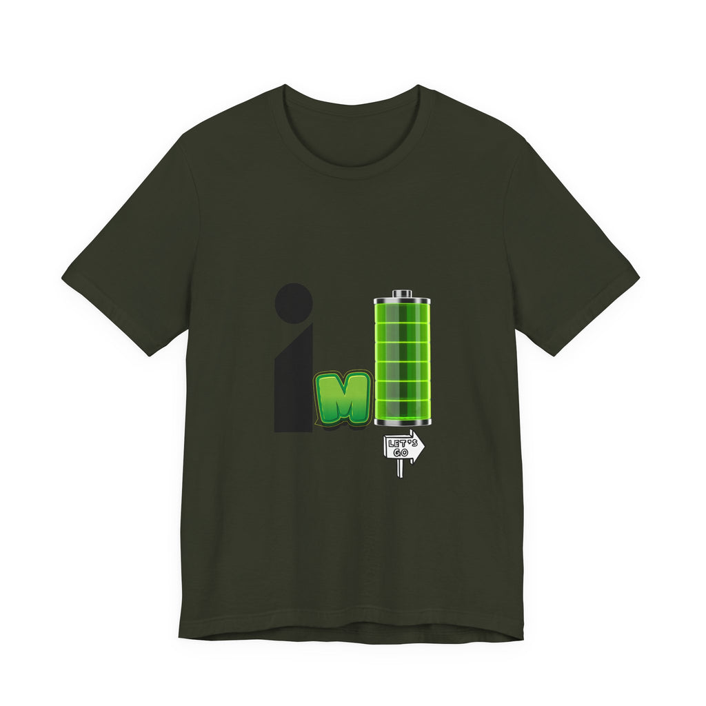 Energized Unisex Jersey Tee, Funny Graphic Tee, Rechargeable Battery Shirt, Gift for Tech Lovers, Casual Wear, Birthday Present, [...]