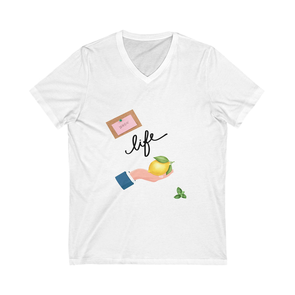Lemon Life V-Neck Tee, Unisex T-Shirt, Positive Quote Shirt, Summer Outfit, Gift for Her, Birthday Gift Idea