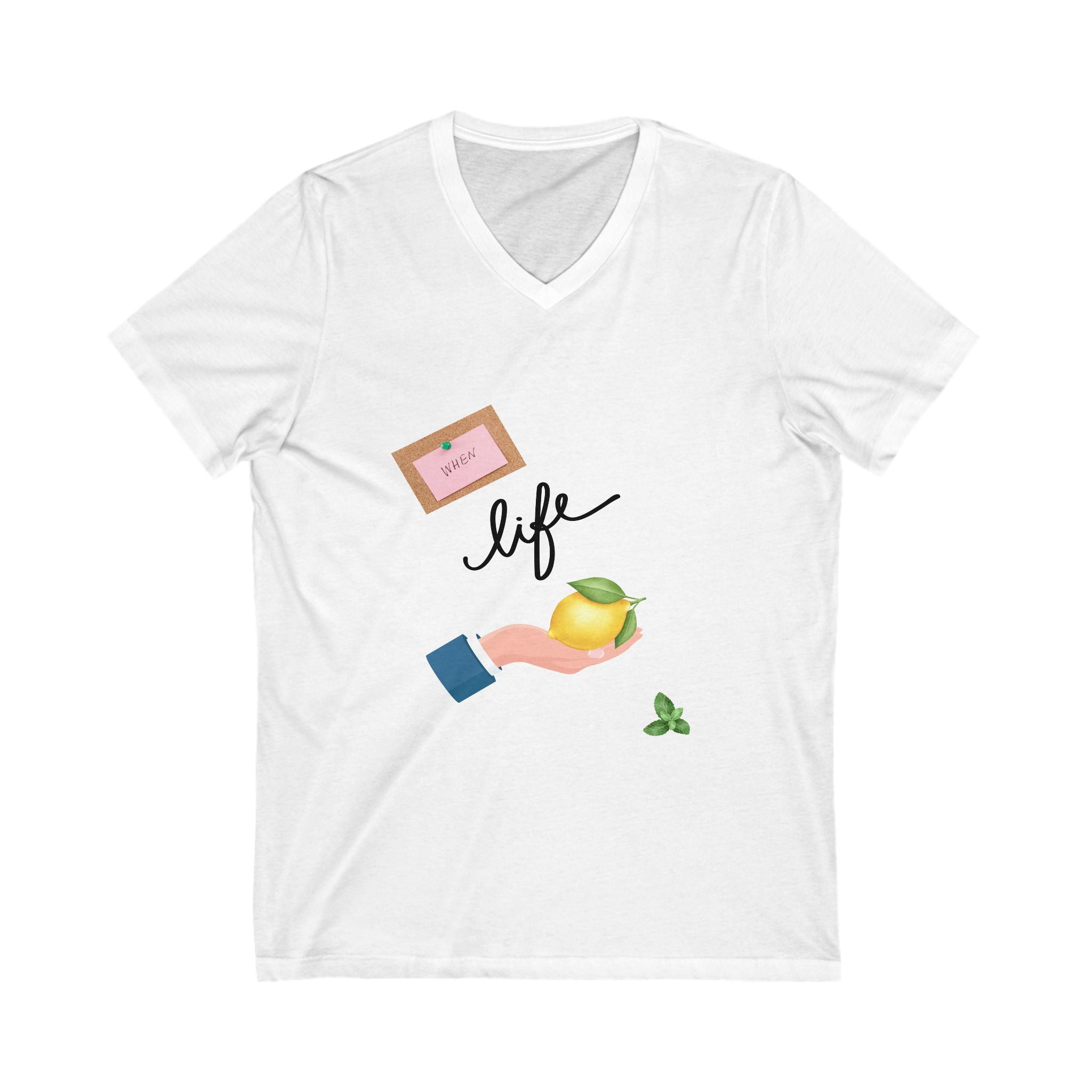 Lemon Life V-Neck Tee, Unisex T-Shirt, Positive Quote Shirt, Summer Outfit, Gift for Her, Birthday Gift Idea