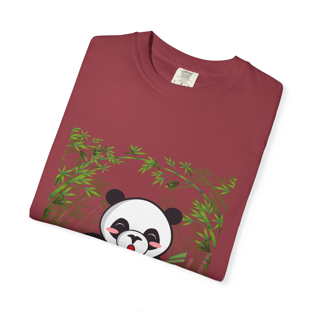 Cute Panda Garment-Dyed T-Shirt, Eco-Friendly Tee, Animal Lover Gift, Casual Wear, Graphic Tee, Cute Apparel