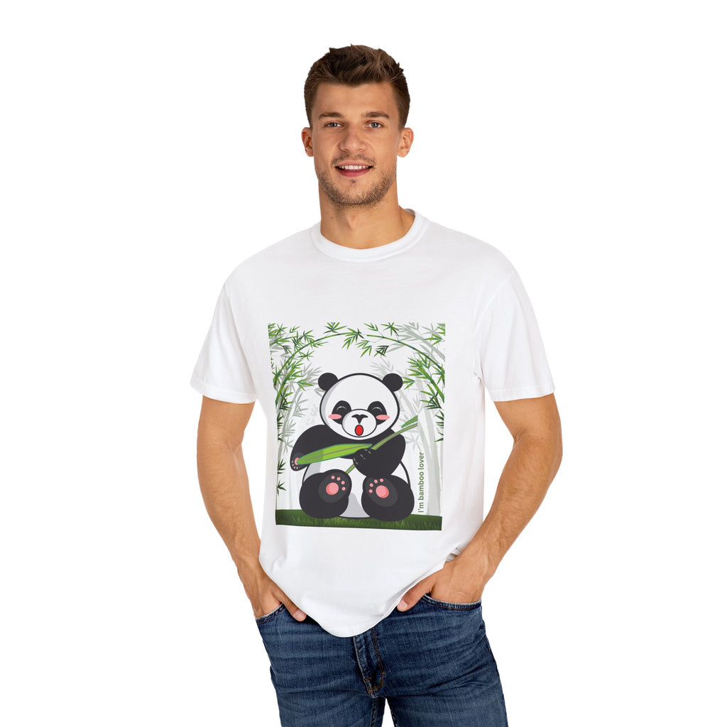 Cute Panda Garment-Dyed T-Shirt, Eco-Friendly Tee, Animal Lover Gift, Casual Wear, Graphic Tee, Cute Apparel