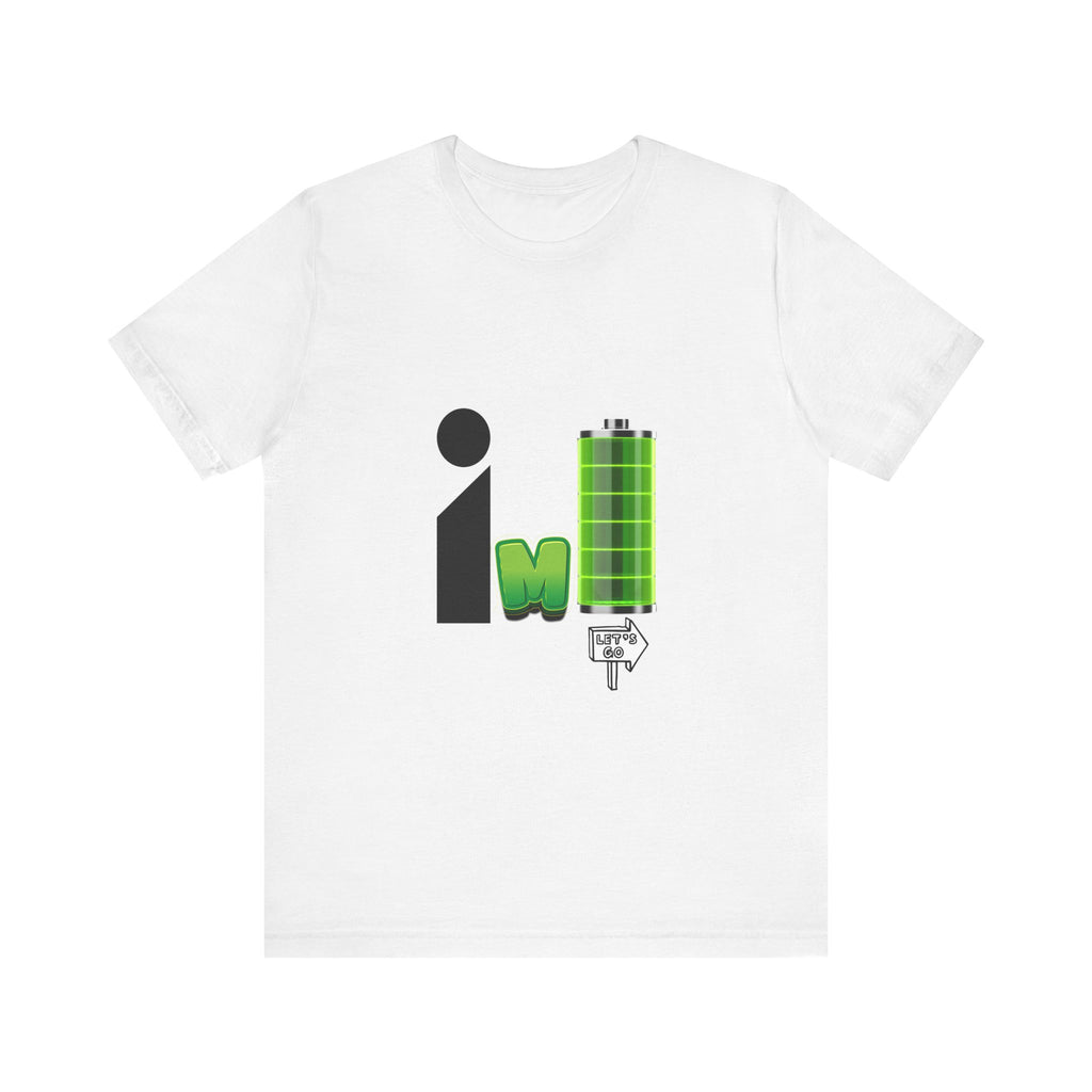 Energized Unisex Jersey Tee, Funny Graphic Tee, Rechargeable Battery Shirt, Gift for Tech Lovers, Casual Wear, Birthday Present, [...]