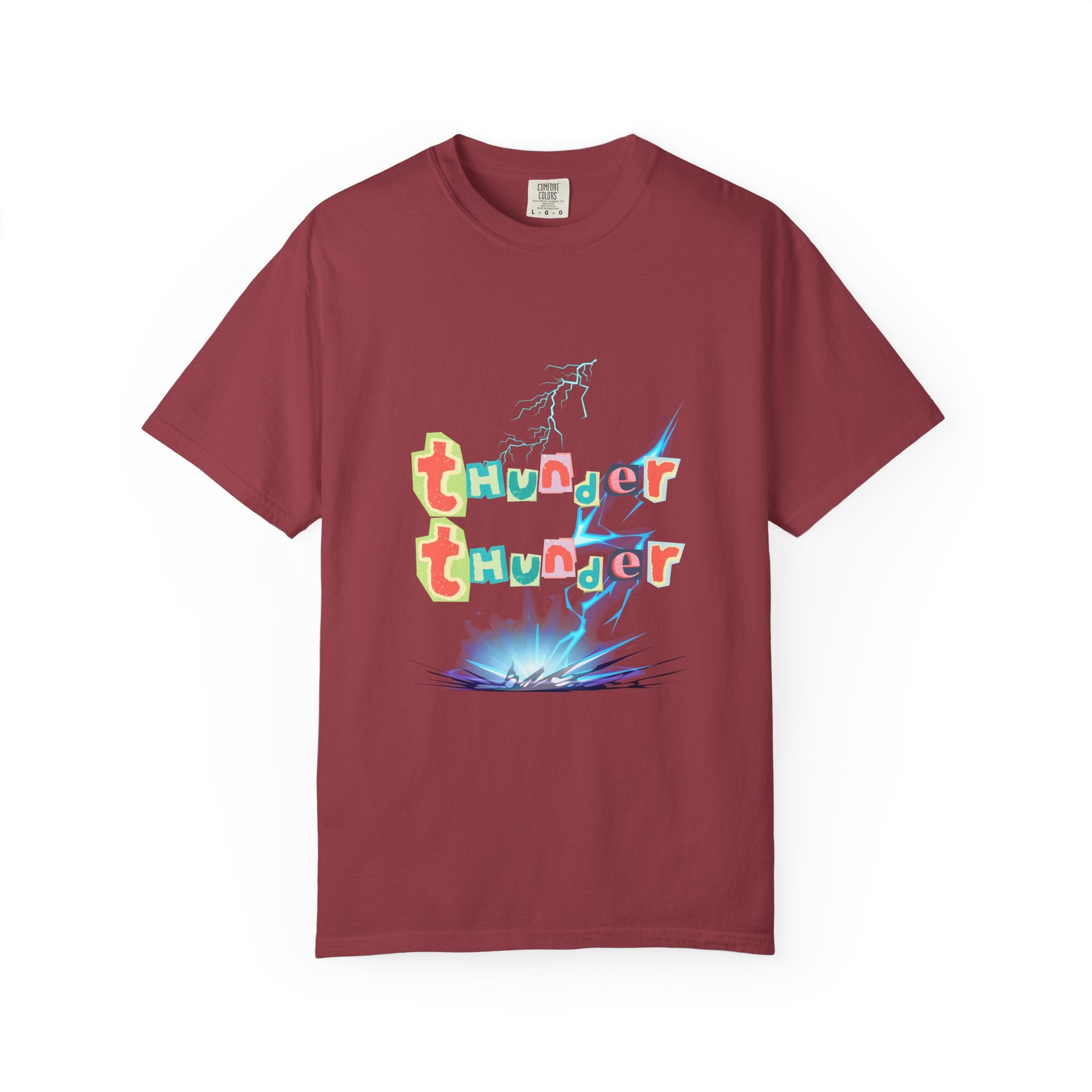 Colorful Thunder Graphic T-Shirt, Fun Casual Tee for Kids and Adults, Perfect Gift for Birthdays, Summer Outings, Music Festivals