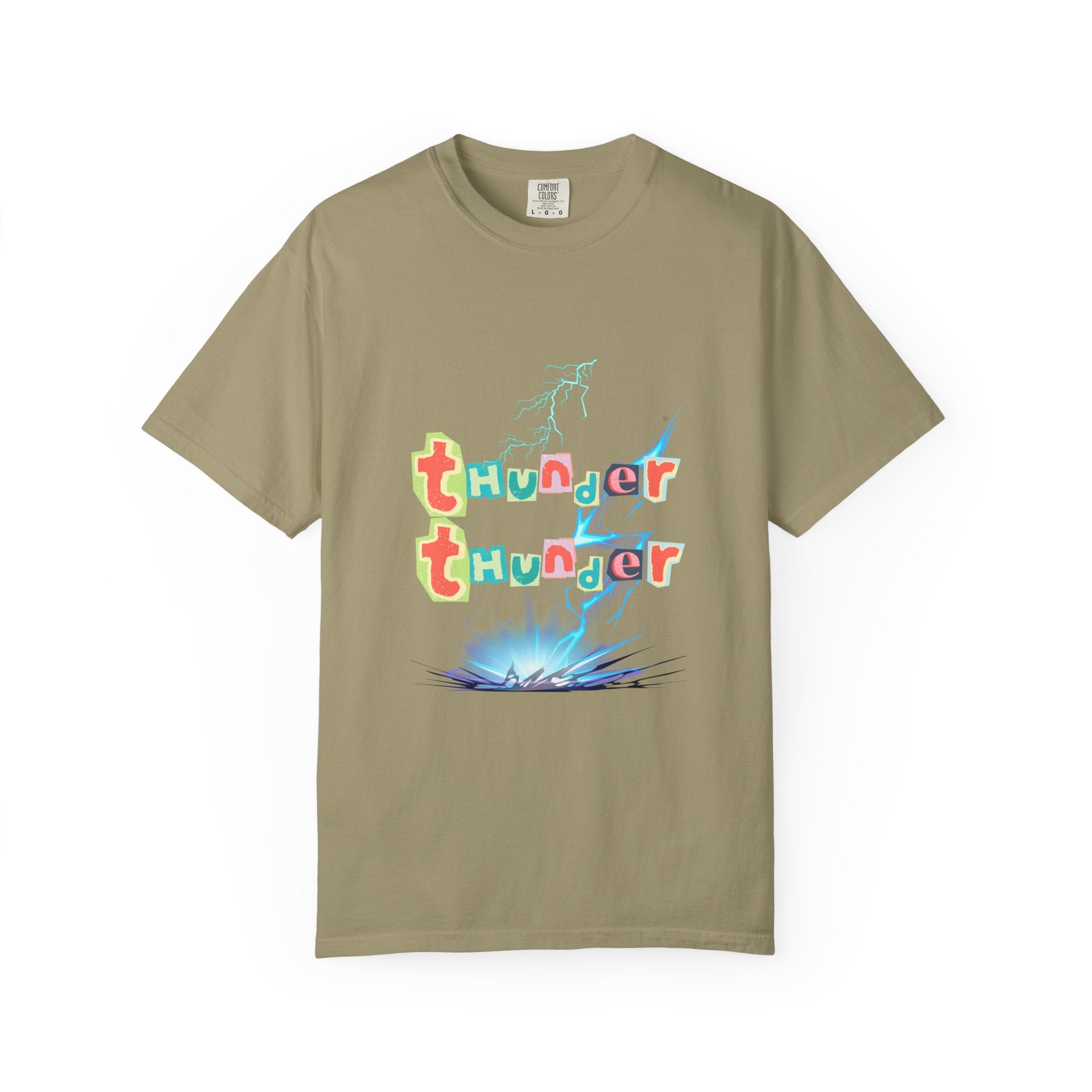 Colorful Thunder Graphic T-Shirt, Fun Casual Tee for Kids and Adults, Perfect Gift for Birthdays, Summer Outings, Music Festivals