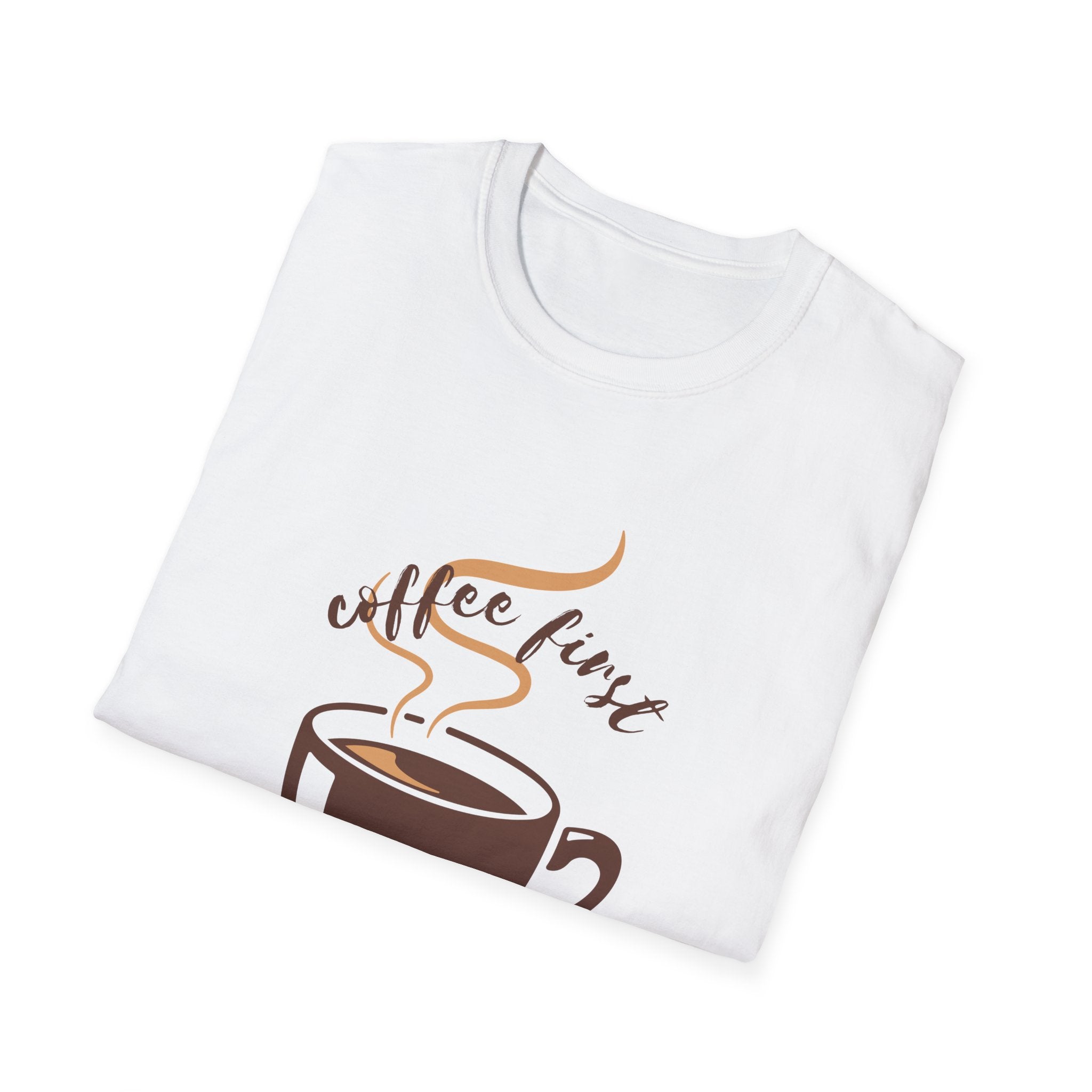 Coffee First, World Later Unisex T-Shirt | Perfect Gift for Coffee Lovers, Casual Wear, Fun Graphic Tee, Birthday Gift, Everyday Comfort
