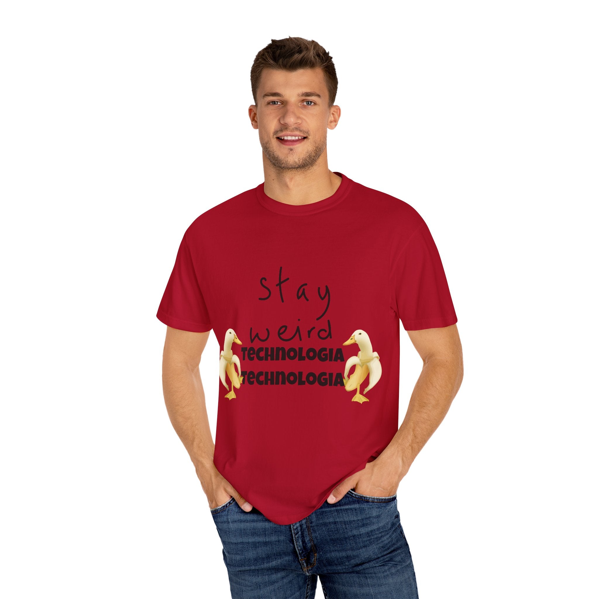 Stay Weird Unisex Garment-Dyed T-Shirt, Fun Casual Wear, Gift for Friends, Quirky Fashion, Must-Have Wardrobe Staple