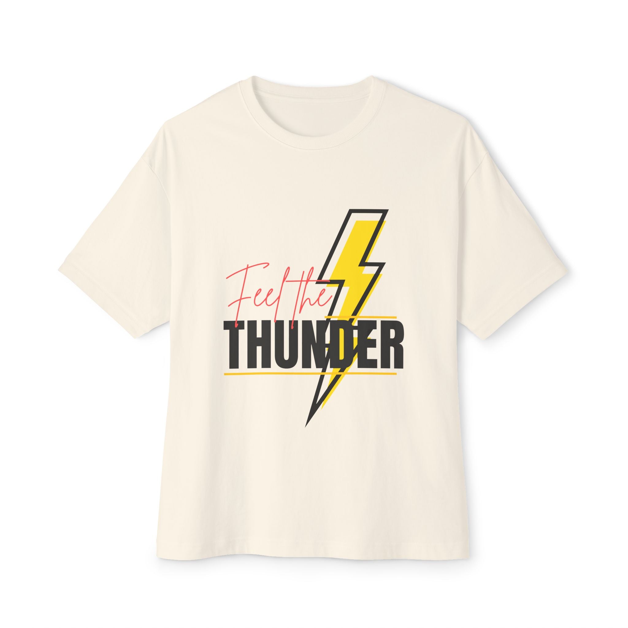 Unisex Oversized Thunder Tee - Feel the Thunder Graphic Tee, Casual T-Shirt, Gift for Music Lovers, Festival Fashion, Trendy Streetwear