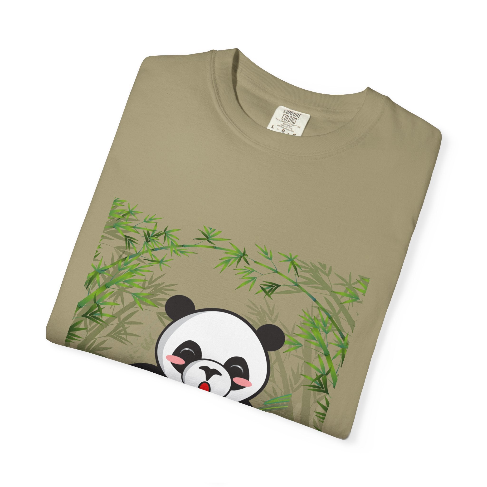 Cute Panda Garment-Dyed T-Shirt, Eco-Friendly Tee, Animal Lover Gift, Casual Wear, Graphic Tee, Cute Apparel