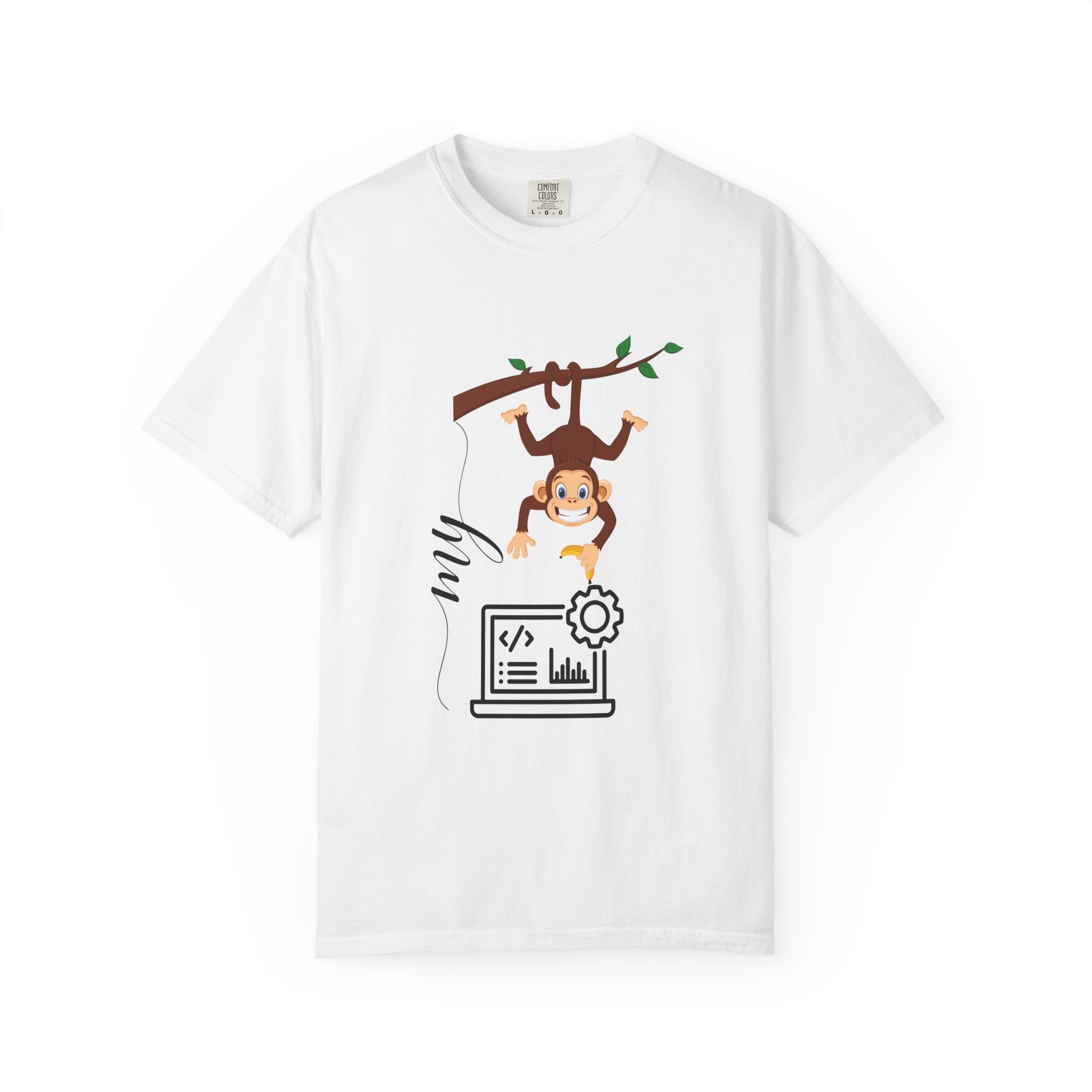 Playful Monkey Graphic T-shirt, Perfect Gift for Animal Lovers, Casual Wear, Birthday Gift, Funny Tee