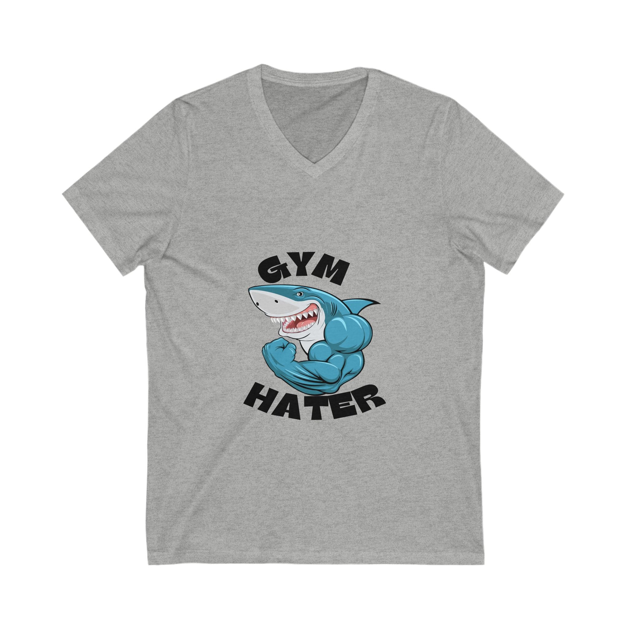 Gym Hater V-Neck Tee | Funny Fitness Humor Shirt, Unisex Graphic Tee, Gift for Gym Lovers, Workout Humor Top, Casual Wear