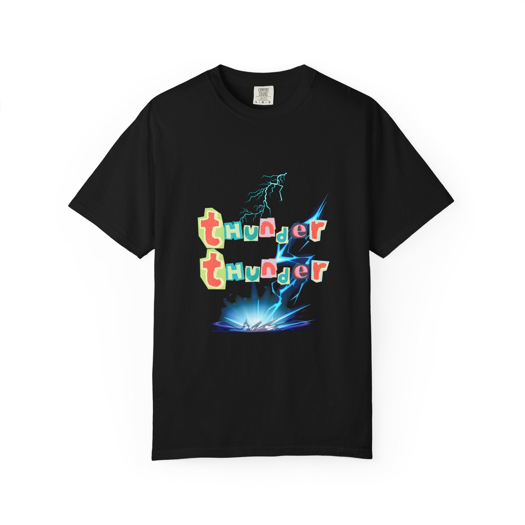 Colorful Thunder Graphic T-Shirt, Fun Casual Tee for Kids and Adults, Perfect Gift for Birthdays, Summer Outings, Music Festivals