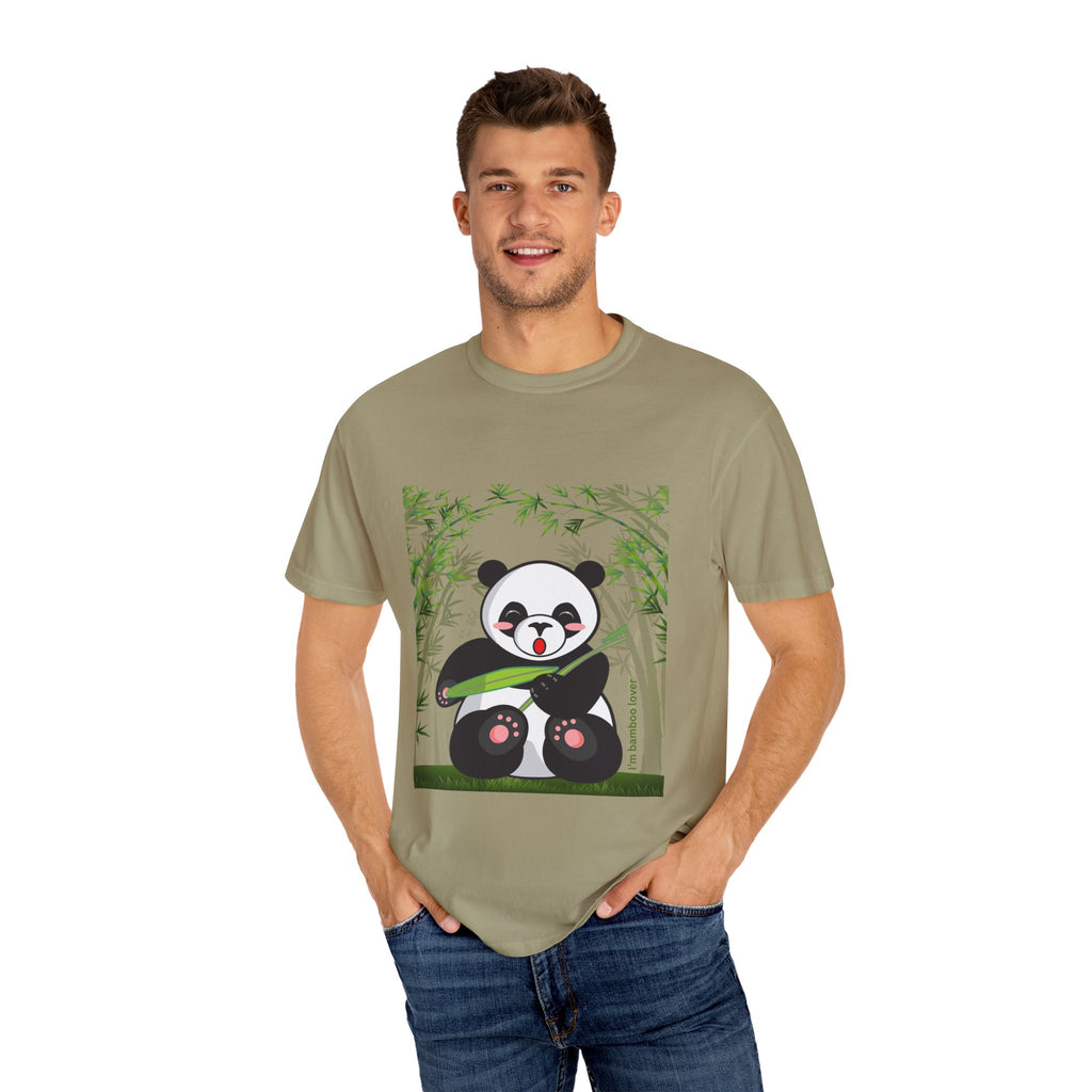 Cute Panda Garment-Dyed T-Shirt, Eco-Friendly Tee, Animal Lover Gift, Casual Wear, Graphic Tee, Cute Apparel