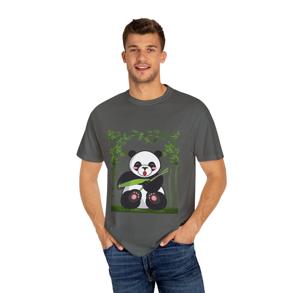 Cute Panda Garment-Dyed T-Shirt, Eco-Friendly Tee, Animal Lover Gift, Casual Wear, Graphic Tee, Cute Apparel