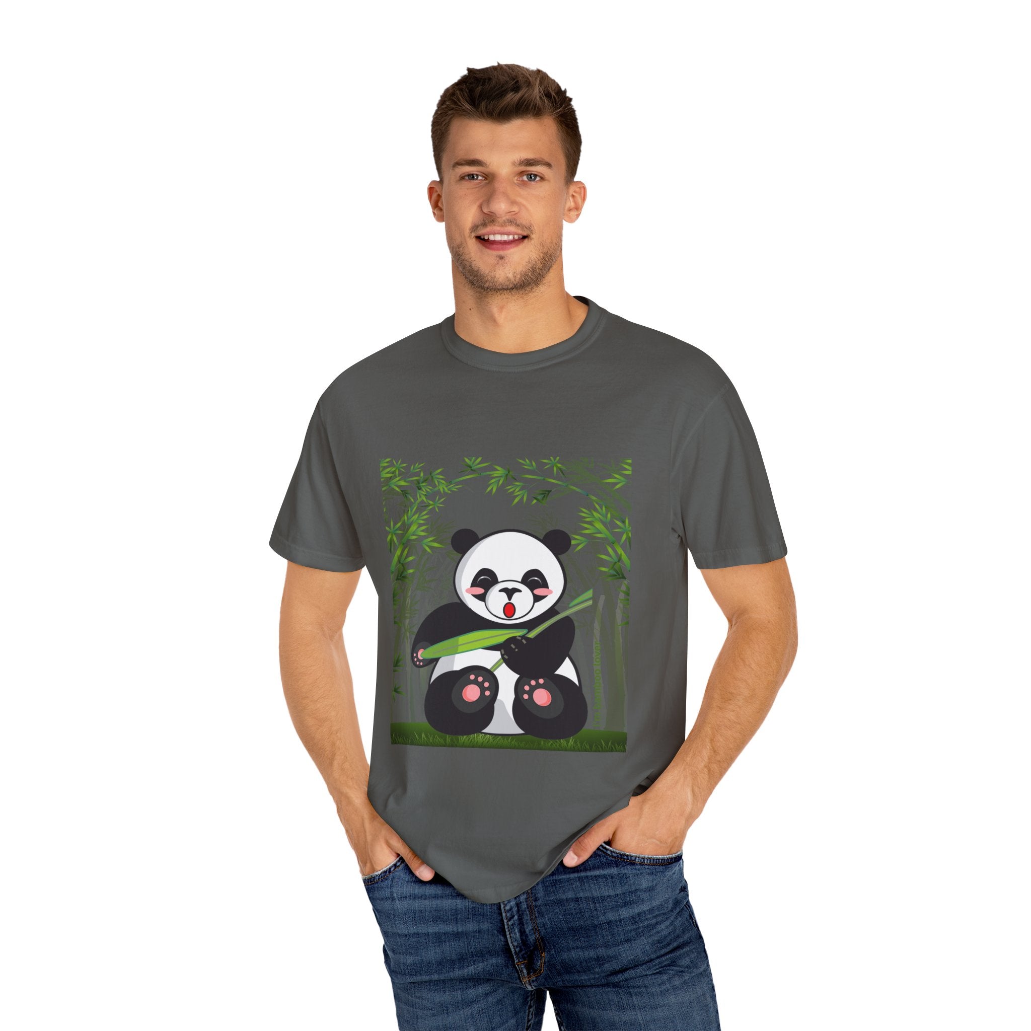 Cute Panda Garment-Dyed T-Shirt, Eco-Friendly Tee, Animal Lover Gift, Casual Wear, Graphic Tee, Cute Apparel