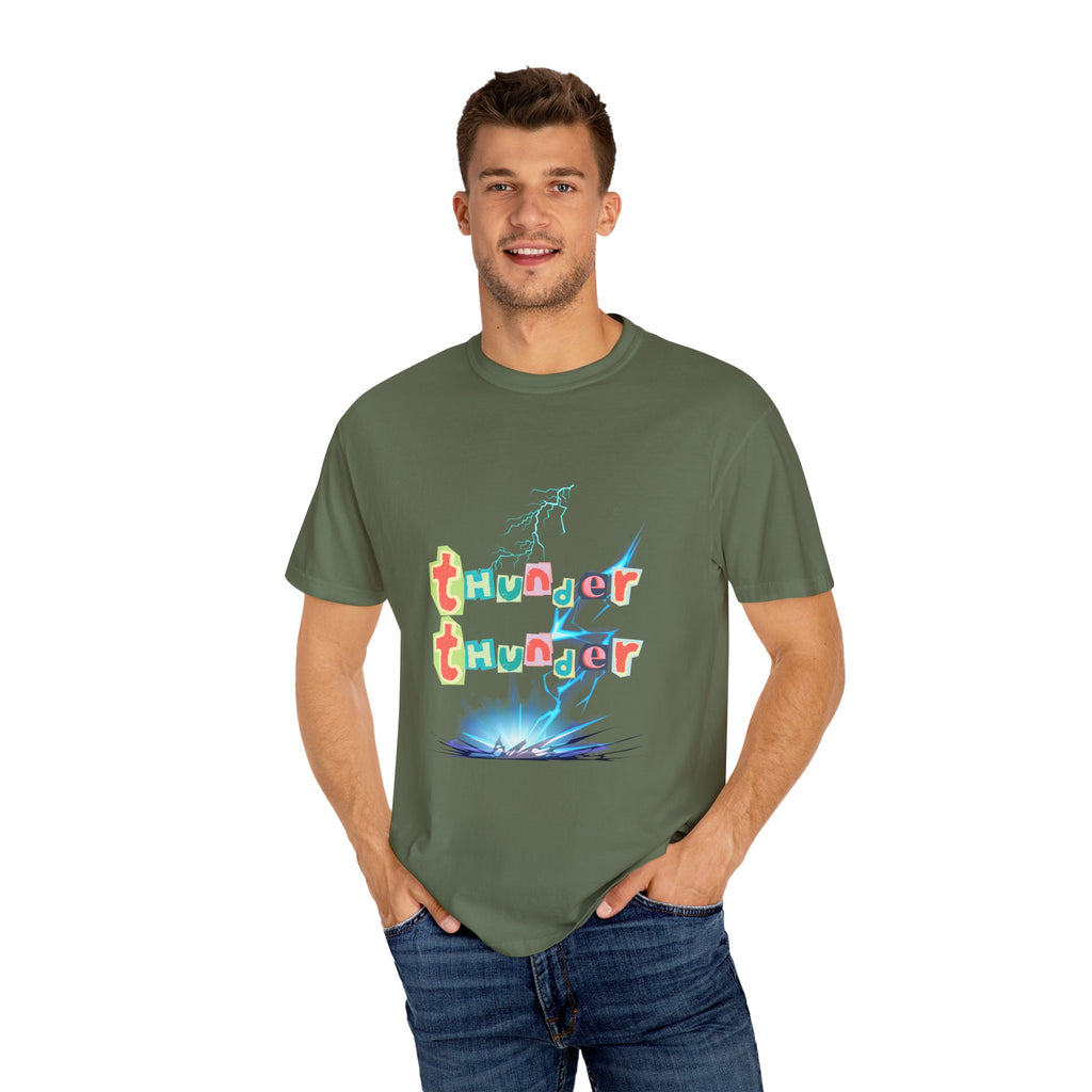 Colorful Thunder Graphic T-Shirt, Fun Casual Tee for Kids and Adults, Perfect Gift for Birthdays, Summer Outings, Music Festivals
