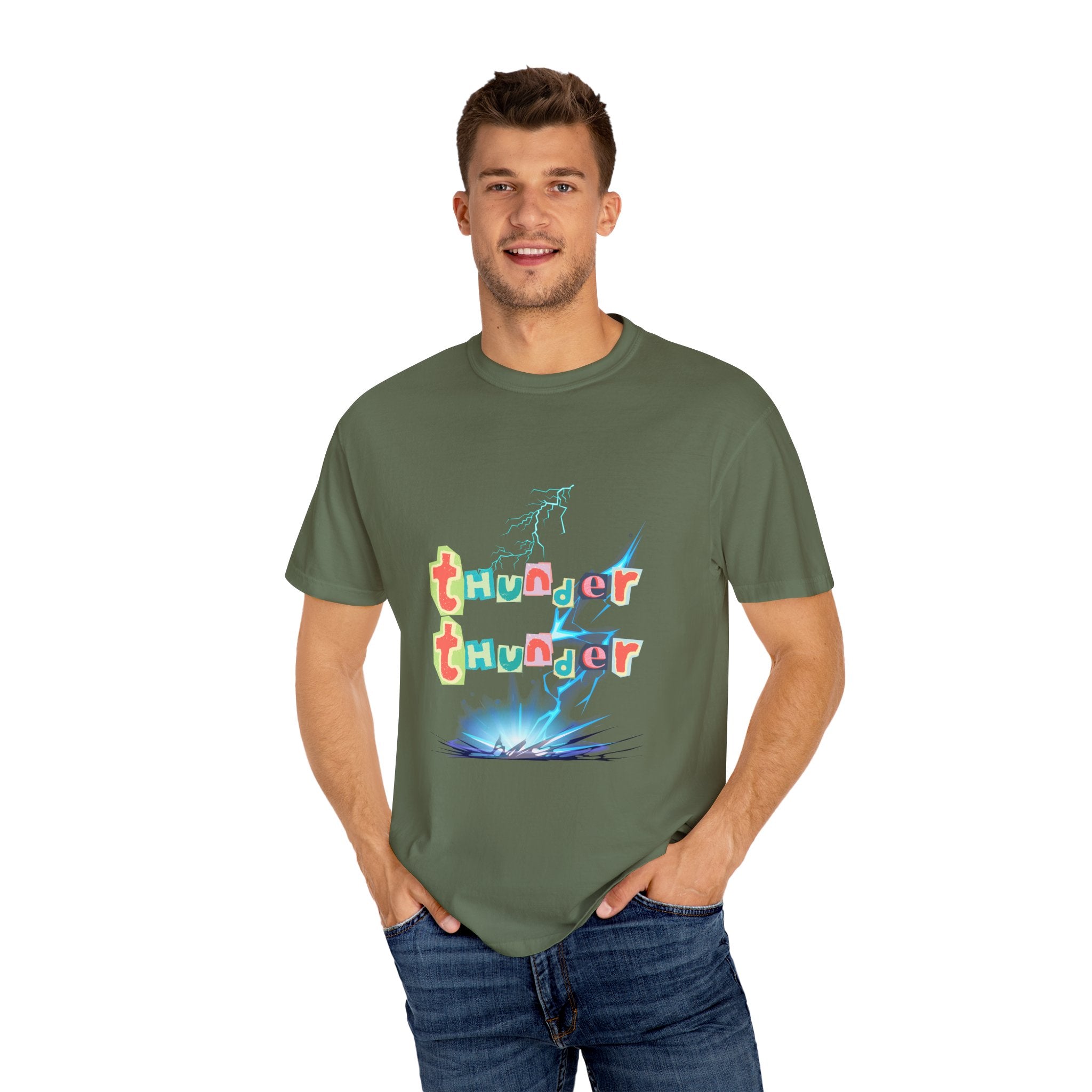 Colorful Thunder Graphic T-Shirt, Fun Casual Tee for Kids and Adults, Perfect Gift for Birthdays, Summer Outings, Music Festivals