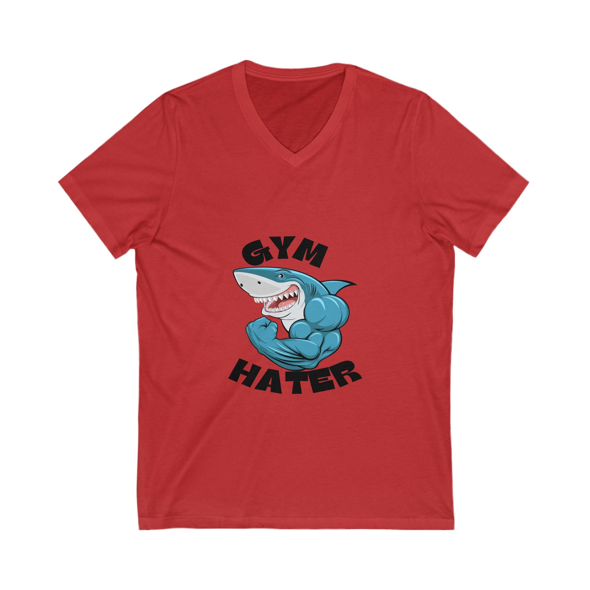 Gym Hater V-Neck Tee | Funny Fitness Humor Shirt, Unisex Graphic Tee, Gift for Gym Lovers, Workout Humor Top, Casual Wear