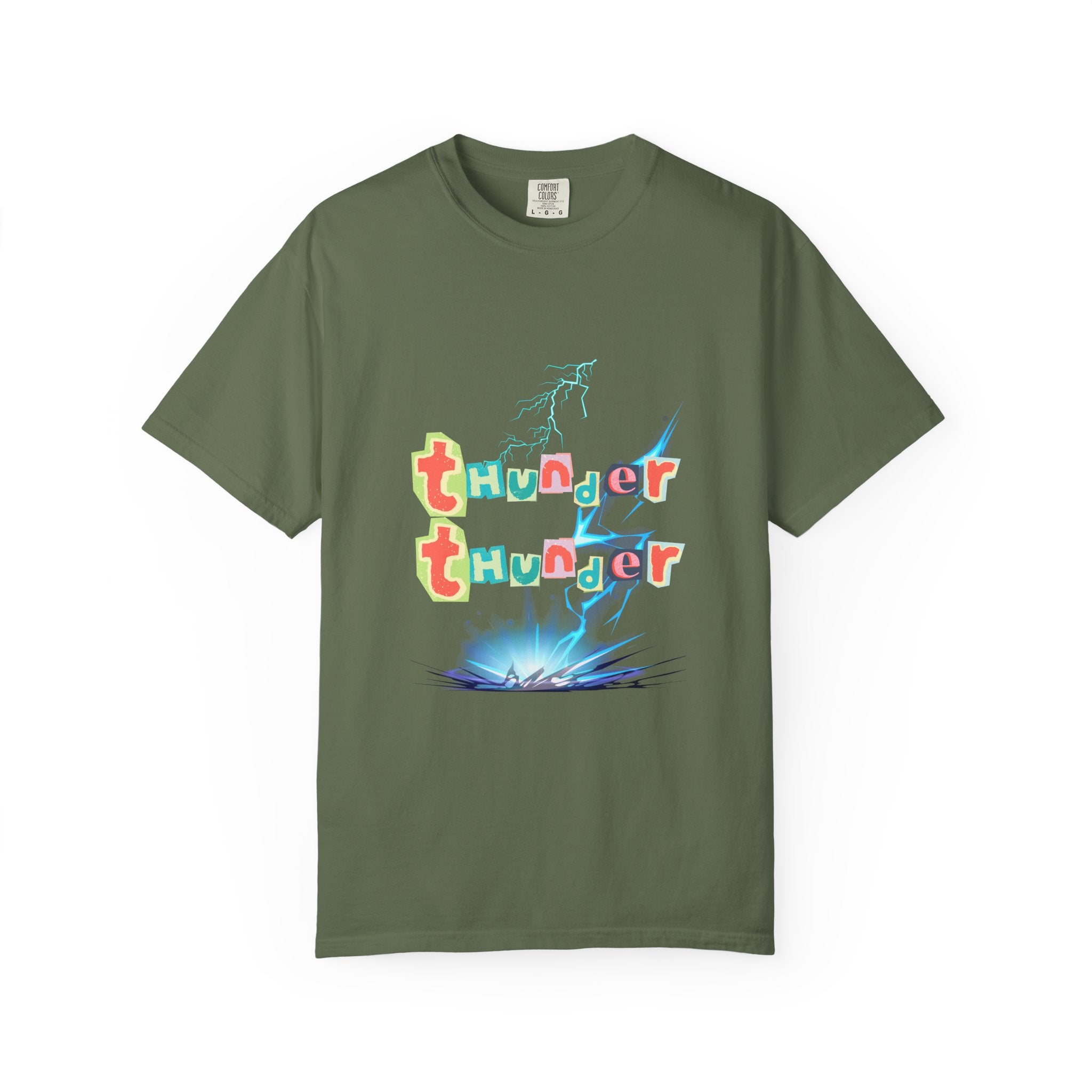 Colorful Thunder Graphic T-Shirt, Fun Casual Tee for Kids and Adults, Perfect Gift for Birthdays, Summer Outings, Music Festivals