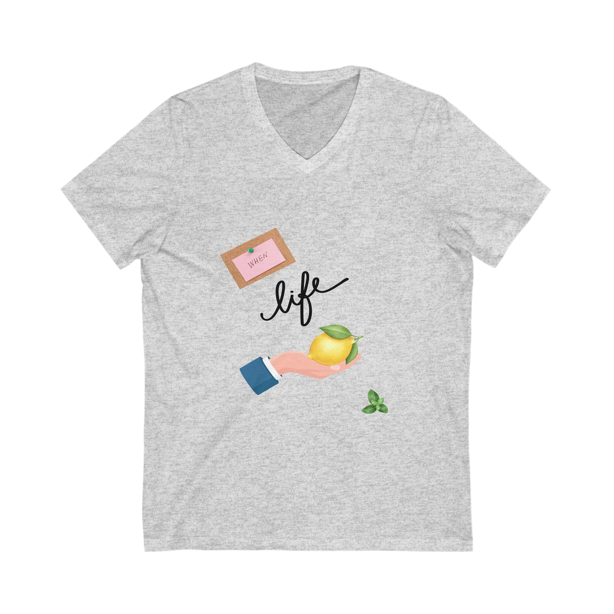 Lemon Life V-Neck Tee, Unisex T-Shirt, Positive Quote Shirt, Summer Outfit, Gift for Her, Birthday Gift Idea
