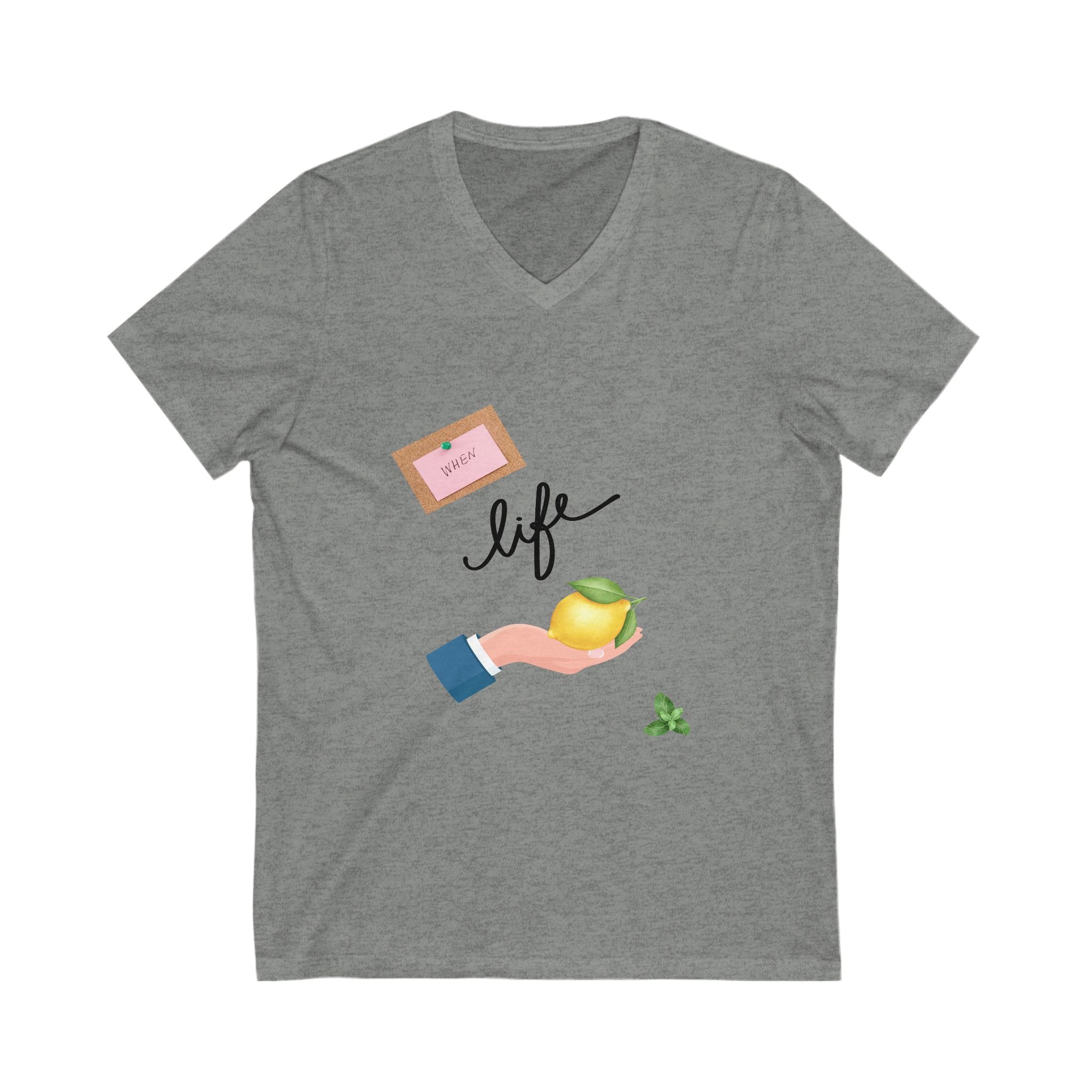 Lemon Life V-Neck Tee, Unisex T-Shirt, Positive Quote Shirt, Summer Outfit, Gift for Her, Birthday Gift Idea