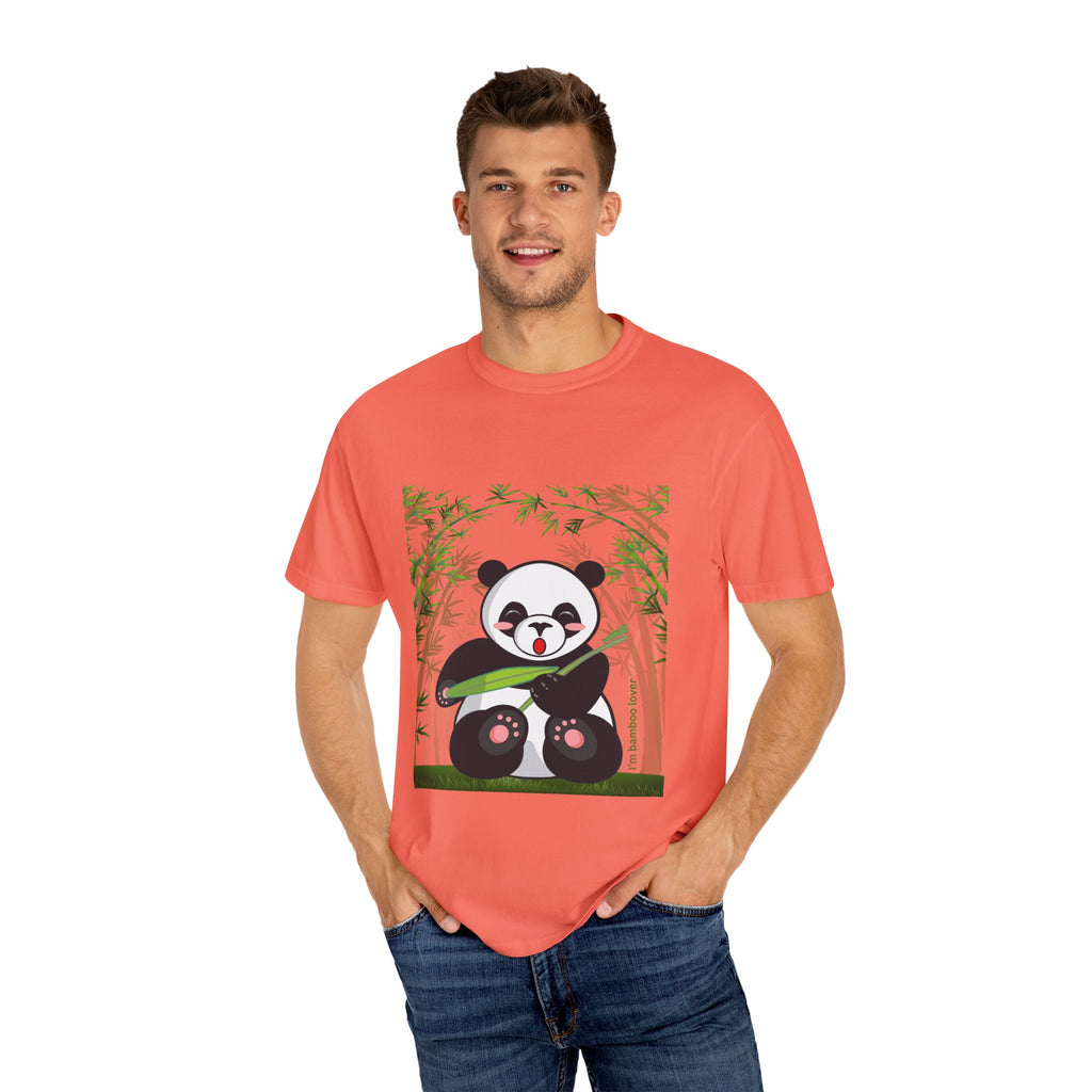 Cute Panda Garment-Dyed T-Shirt, Eco-Friendly Tee, Animal Lover Gift, Casual Wear, Graphic Tee, Cute Apparel