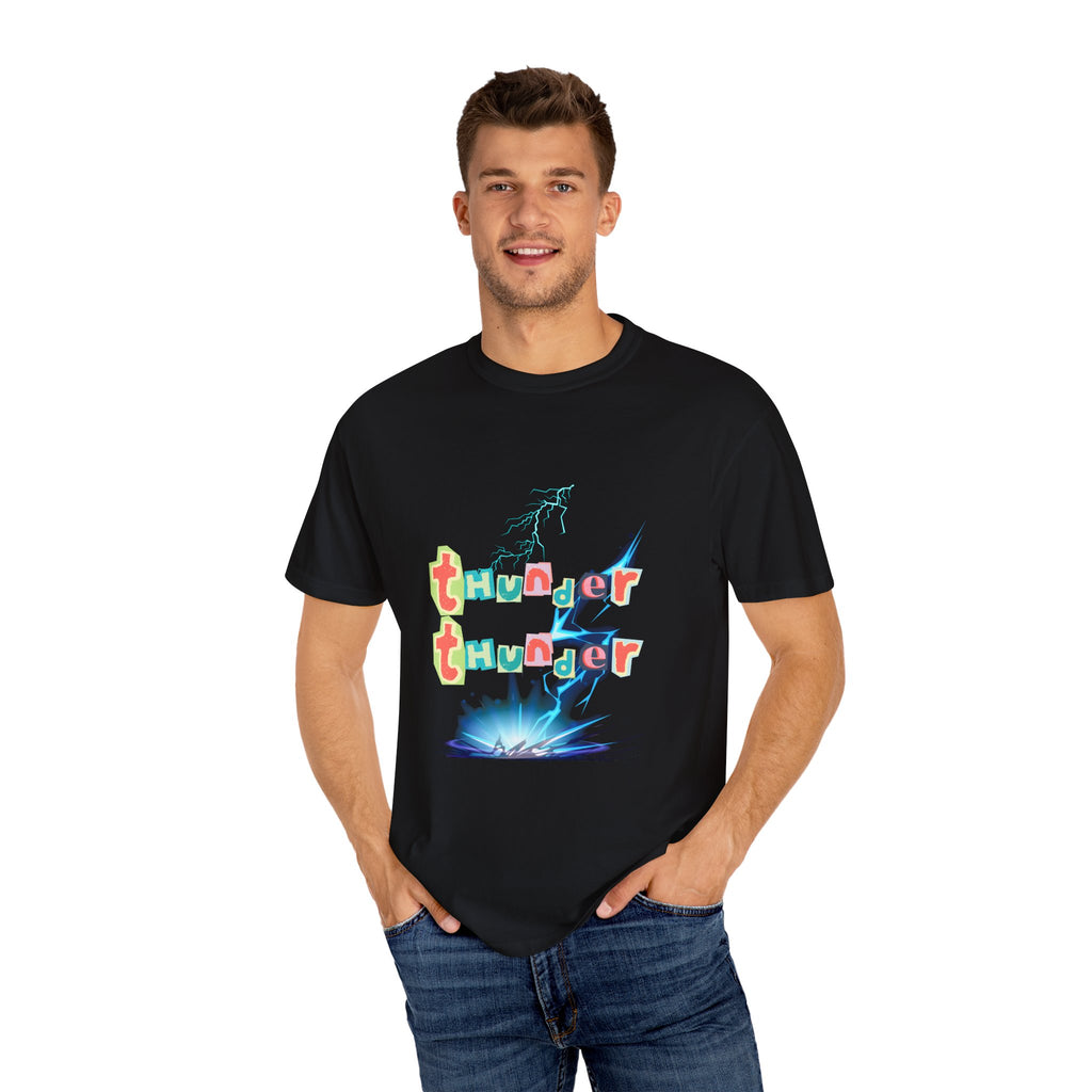 Colorful Thunder Graphic T-Shirt, Fun Casual Tee for Kids and Adults, Perfect Gift for Birthdays, Summer Outings, Music Festivals