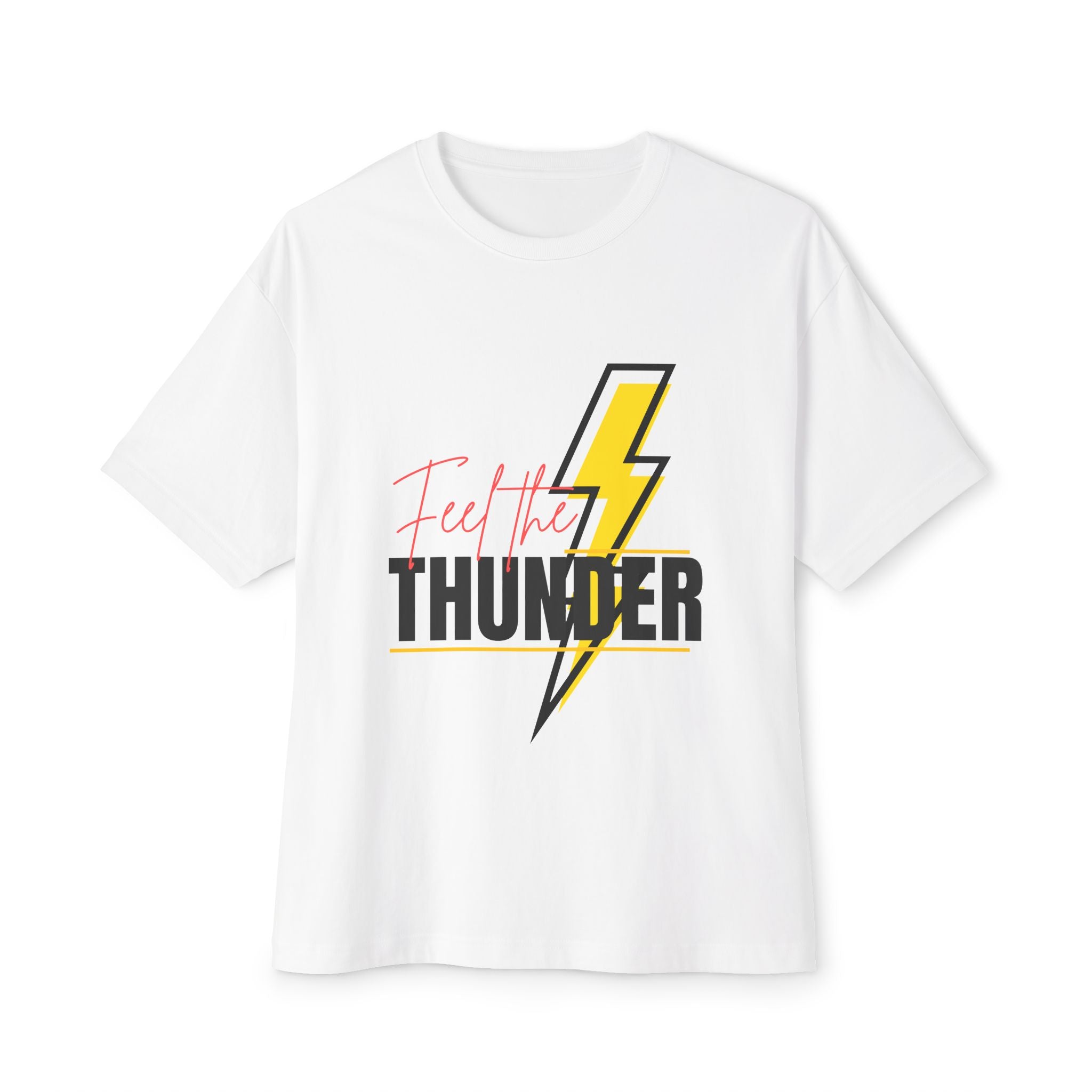 Unisex Oversized Thunder Tee - Feel the Thunder Graphic Tee, Casual T-Shirt, Gift for Music Lovers, Festival Fashion, Trendy Streetwear