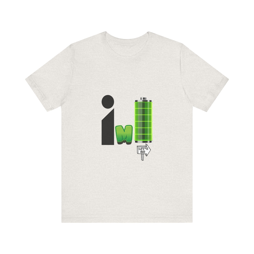 Energized Unisex Jersey Tee, Funny Graphic Tee, Rechargeable Battery Shirt, Gift for Tech Lovers, Casual Wear, Birthday Present, [...]