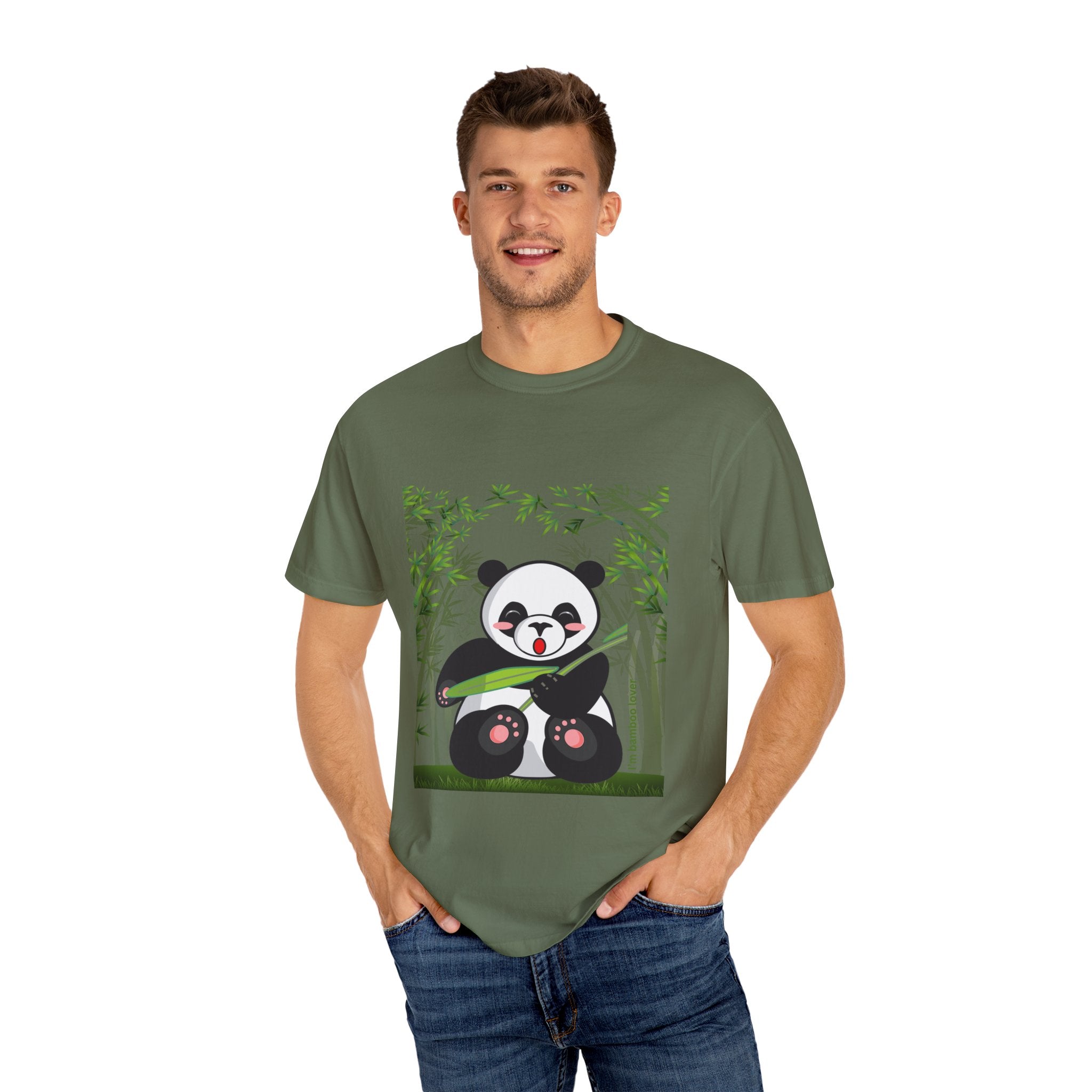 Cute Panda Garment-Dyed T-Shirt, Eco-Friendly Tee, Animal Lover Gift, Casual Wear, Graphic Tee, Cute Apparel