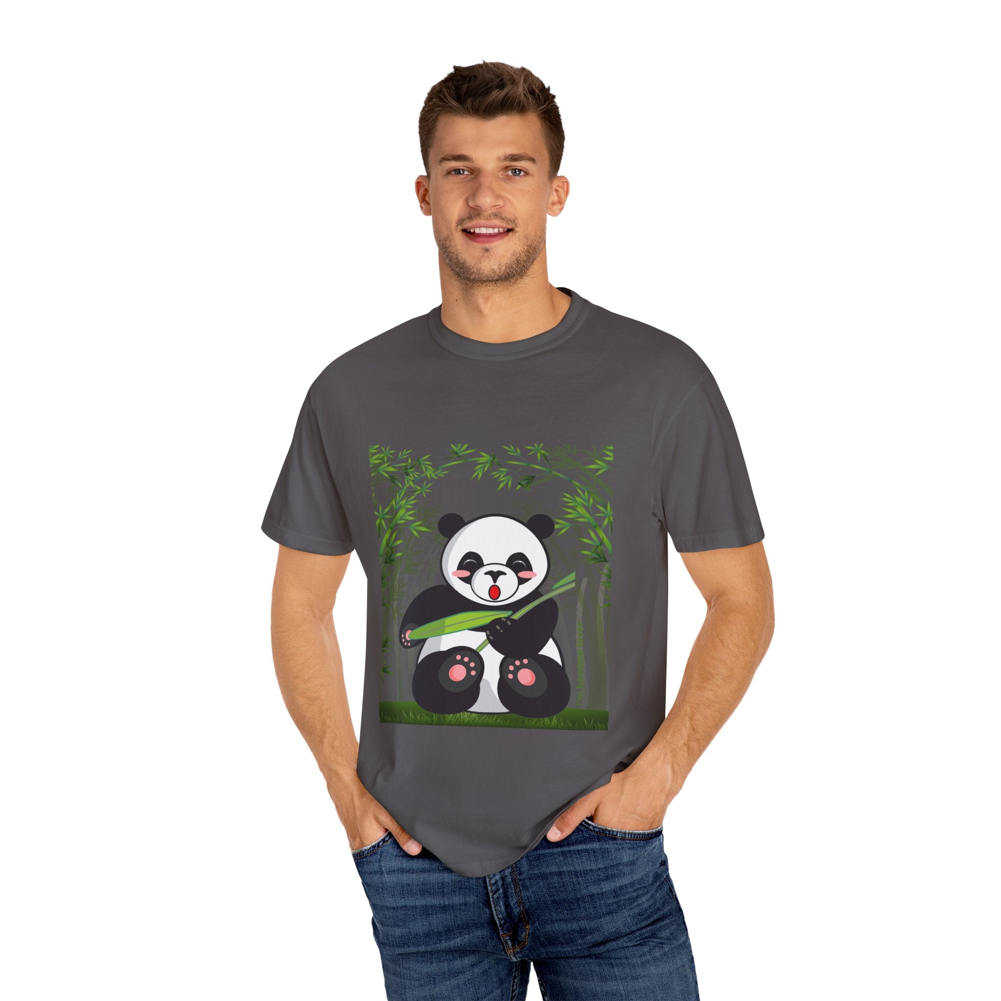 Cute Panda Garment-Dyed T-Shirt, Eco-Friendly Tee, Animal Lover Gift, Casual Wear, Graphic Tee, Cute Apparel