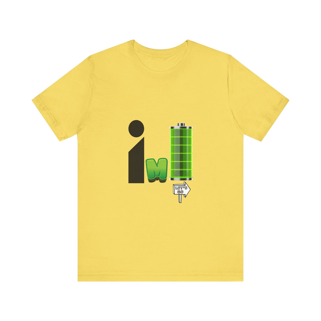 Energized Unisex Jersey Tee, Funny Graphic Tee, Rechargeable Battery Shirt, Gift for Tech Lovers, Casual Wear, Birthday Present, [...]