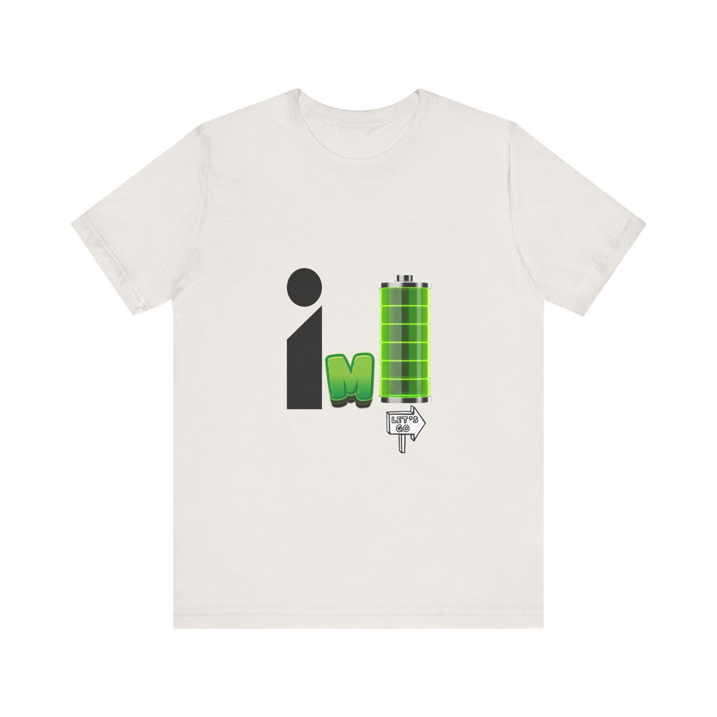 Energized Unisex Jersey Tee, Funny Graphic Tee, Rechargeable Battery Shirt, Gift for Tech Lovers, Casual Wear, Birthday Present, [...]