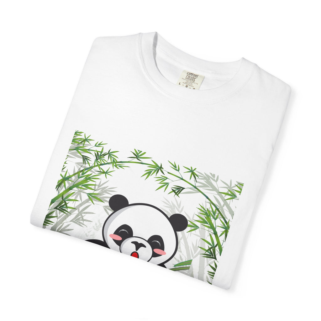 Cute Panda Garment-Dyed T-Shirt, Eco-Friendly Tee, Animal Lover Gift, Casual Wear, Graphic Tee, Cute Apparel