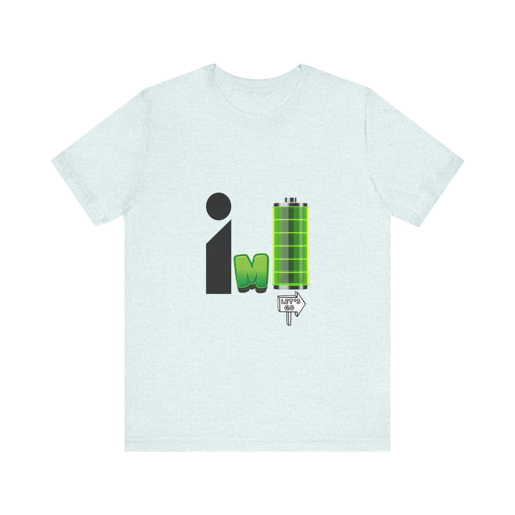 Energized Unisex Jersey Tee, Funny Graphic Tee, Rechargeable Battery Shirt, Gift for Tech Lovers, Casual Wear, Birthday Present, [...]