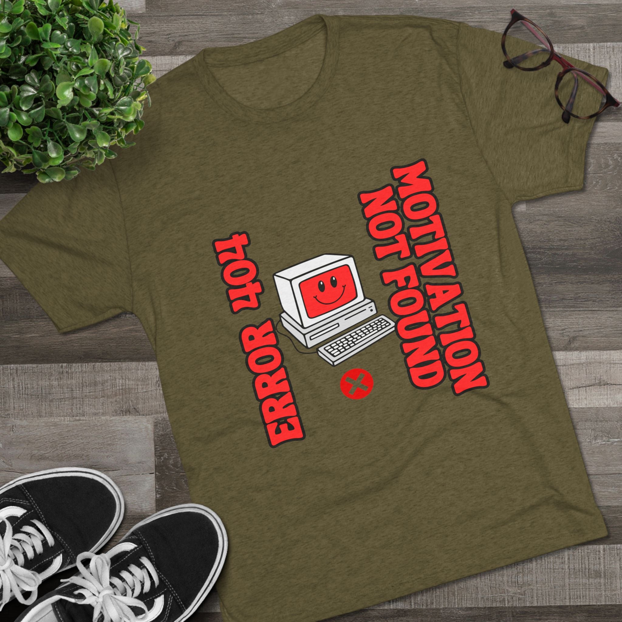 Funny Graphic Tee, Error 404 Motivation Not Found Unisex Crew Shirt, Gift for Techies, Casual Wear, Humor T-Shirt