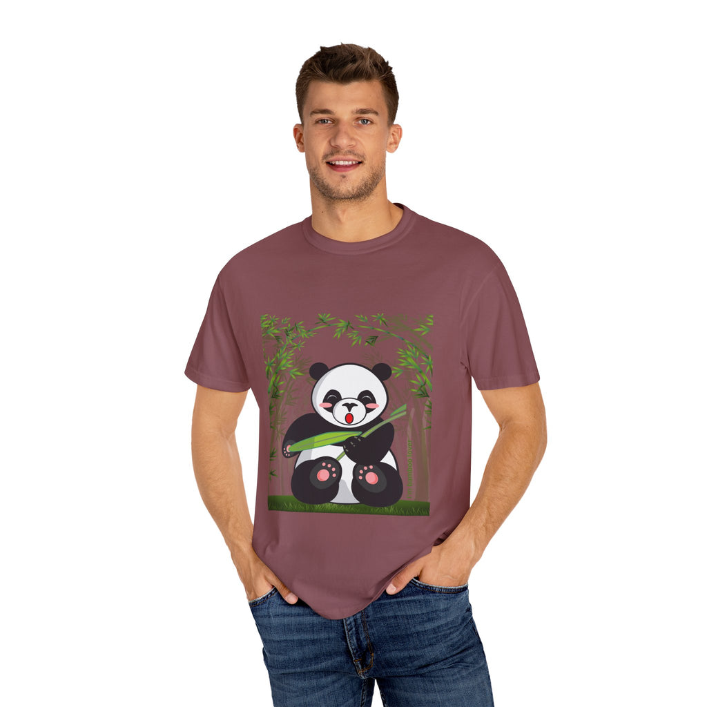 Cute Panda Garment-Dyed T-Shirt, Eco-Friendly Tee, Animal Lover Gift, Casual Wear, Graphic Tee, Cute Apparel