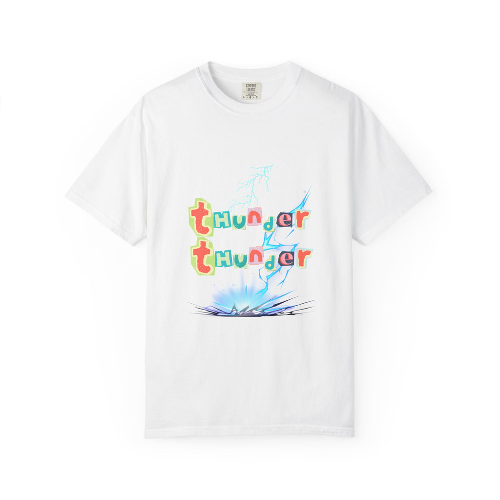 Colorful Thunder Graphic T-Shirt, Fun Casual Tee for Kids and Adults, Perfect Gift for Birthdays, Summer Outings, Music Festivals