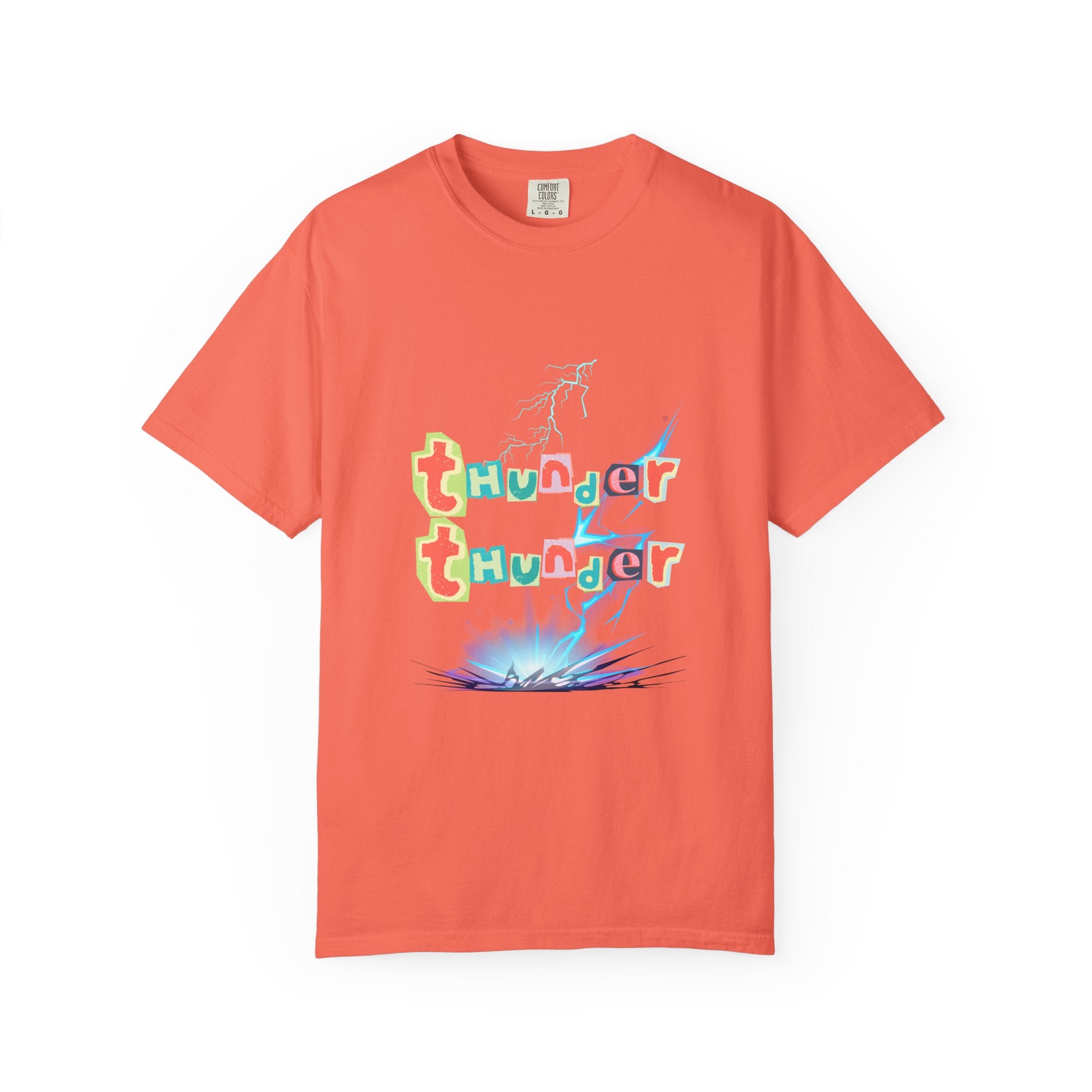 Colorful Thunder Graphic T-Shirt, Fun Casual Tee for Kids and Adults, Perfect Gift for Birthdays, Summer Outings, Music Festivals