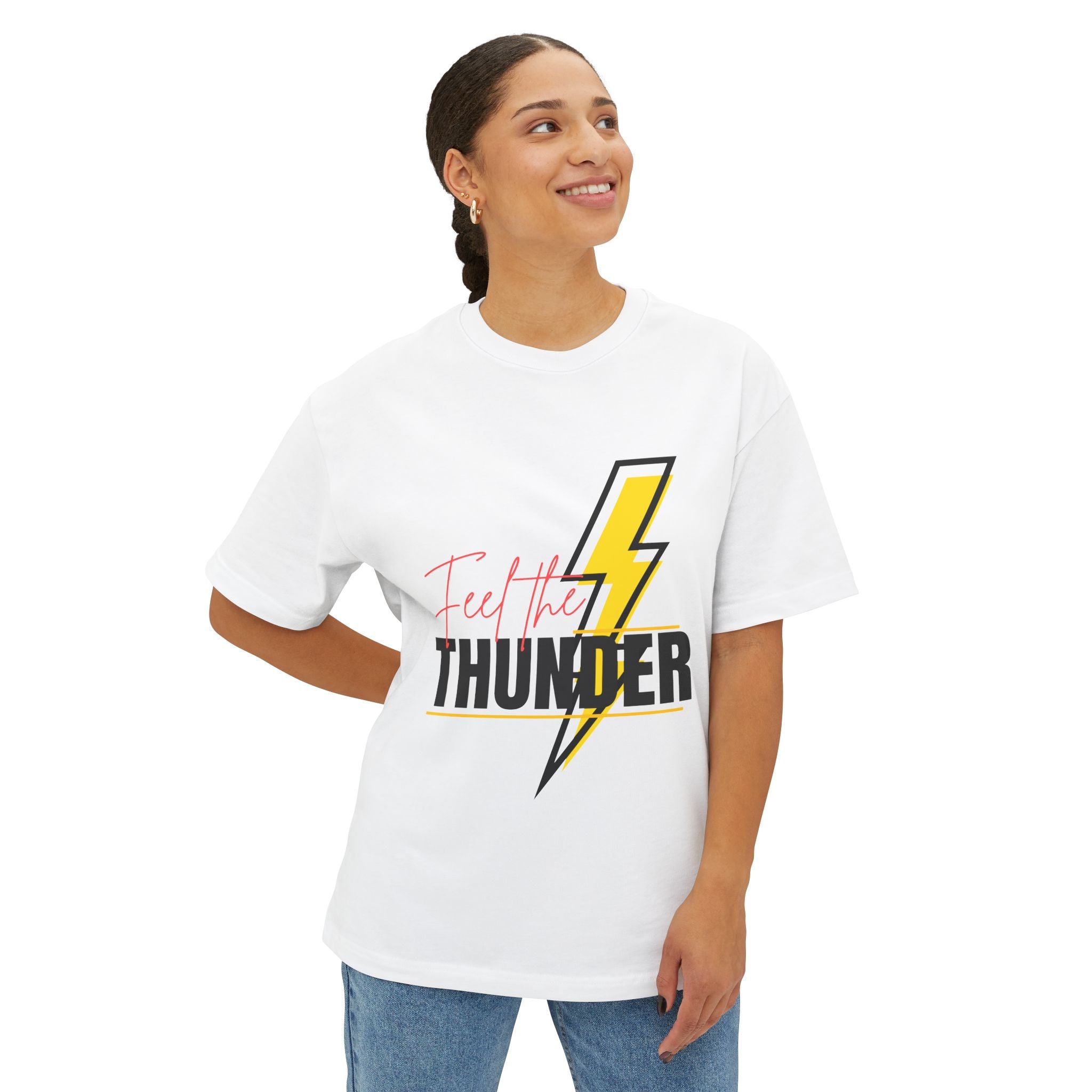 Unisex Oversized Thunder Tee - Feel the Thunder Graphic Tee, Casual T-Shirt, Gift for Music Lovers, Festival Fashion, Trendy Streetwear