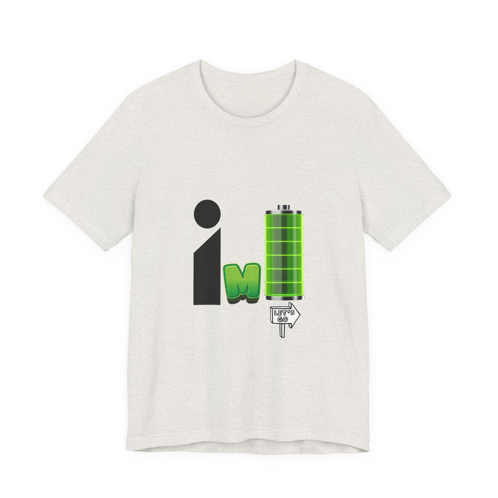 Energized Unisex Jersey Tee, Funny Graphic Tee, Rechargeable Battery Shirt, Gift for Tech Lovers, Casual Wear, Birthday Present, [...]