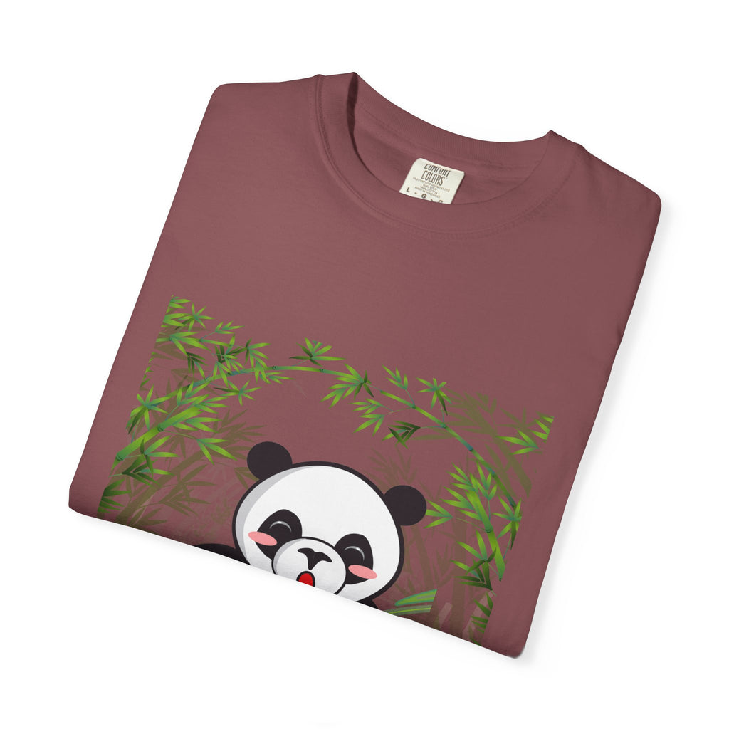 Cute Panda Garment-Dyed T-Shirt, Eco-Friendly Tee, Animal Lover Gift, Casual Wear, Graphic Tee, Cute Apparel