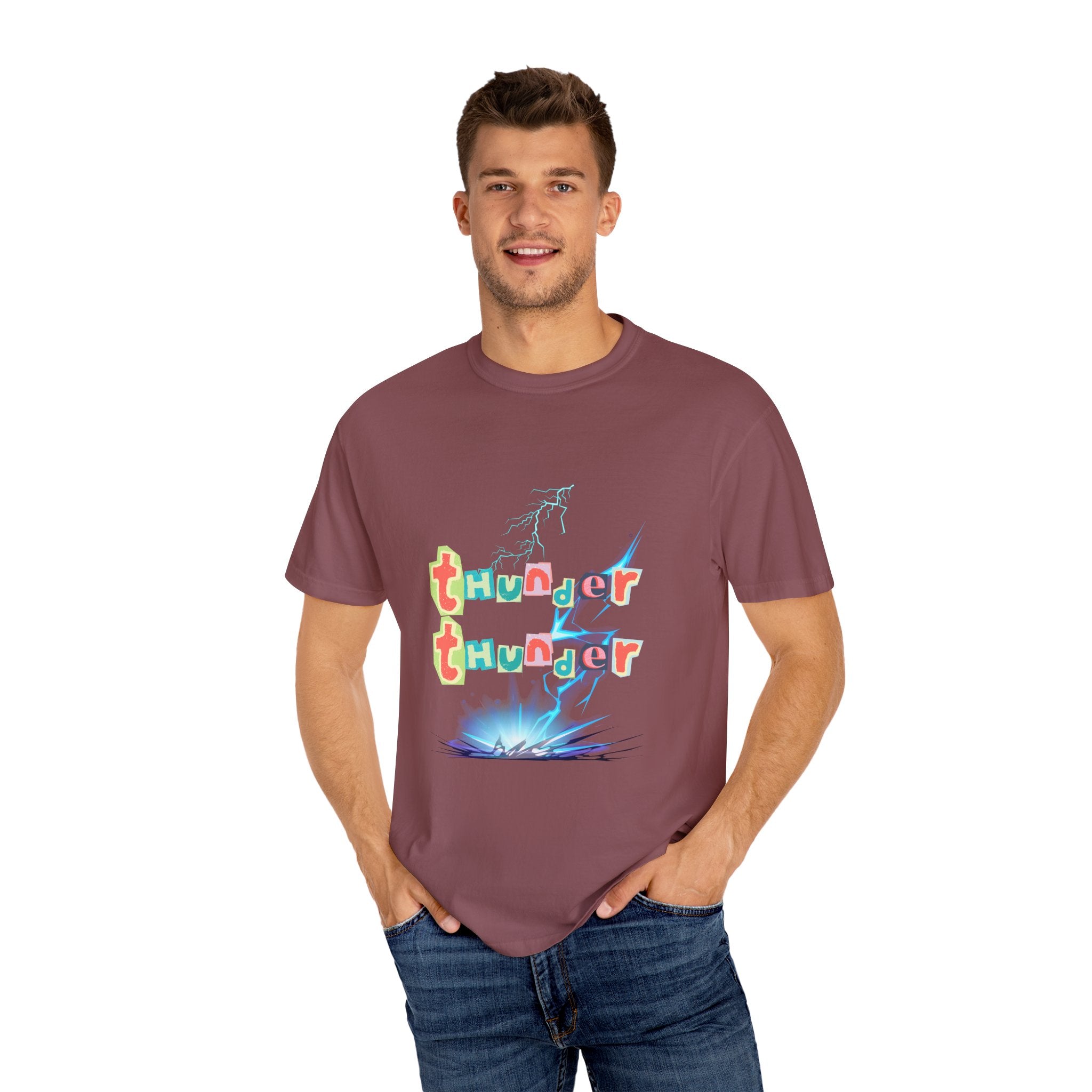 Colorful Thunder Graphic T-Shirt, Fun Casual Tee for Kids and Adults, Perfect Gift for Birthdays, Summer Outings, Music Festivals