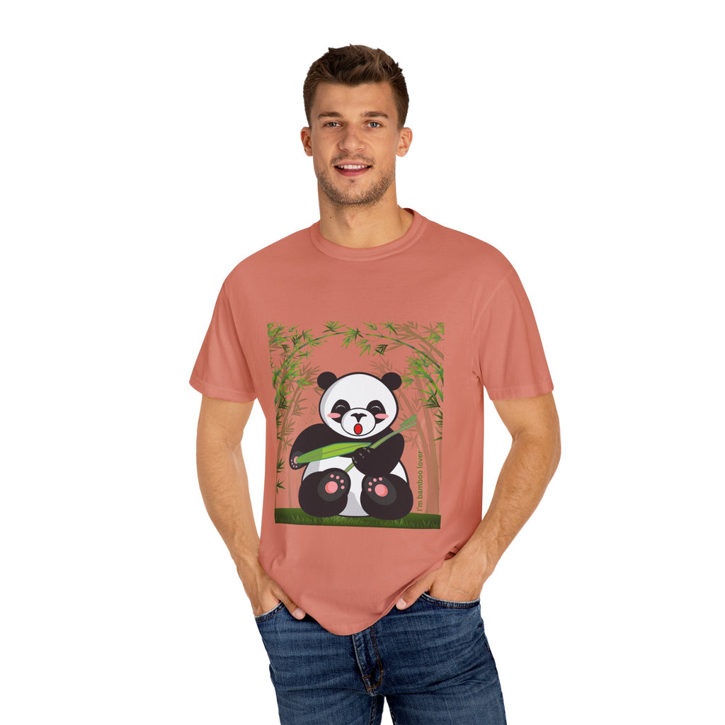 Cute Panda Garment-Dyed T-Shirt, Eco-Friendly Tee, Animal Lover Gift, Casual Wear, Graphic Tee, Cute Apparel