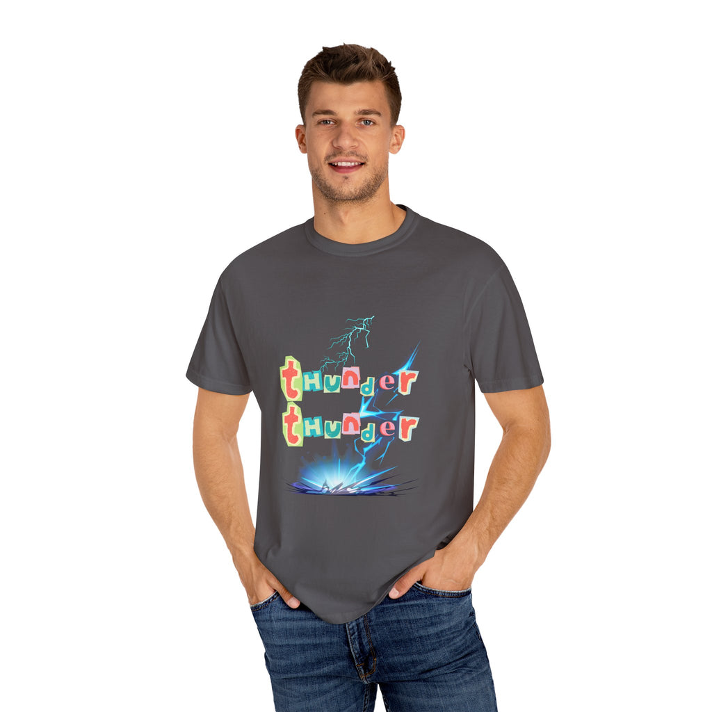 Colorful Thunder Graphic T-Shirt, Fun Casual Tee for Kids and Adults, Perfect Gift for Birthdays, Summer Outings, Music Festivals