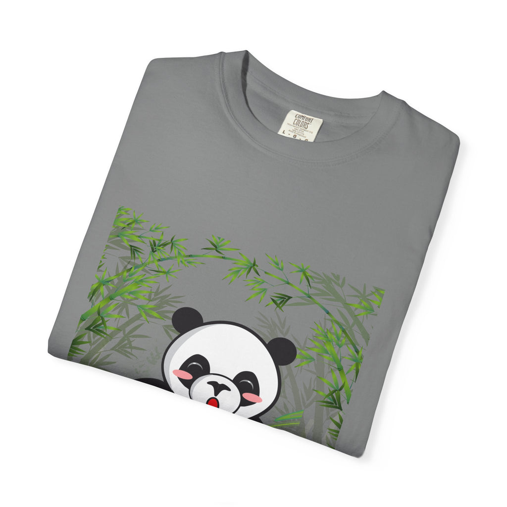 Cute Panda Garment-Dyed T-Shirt, Eco-Friendly Tee, Animal Lover Gift, Casual Wear, Graphic Tee, Cute Apparel