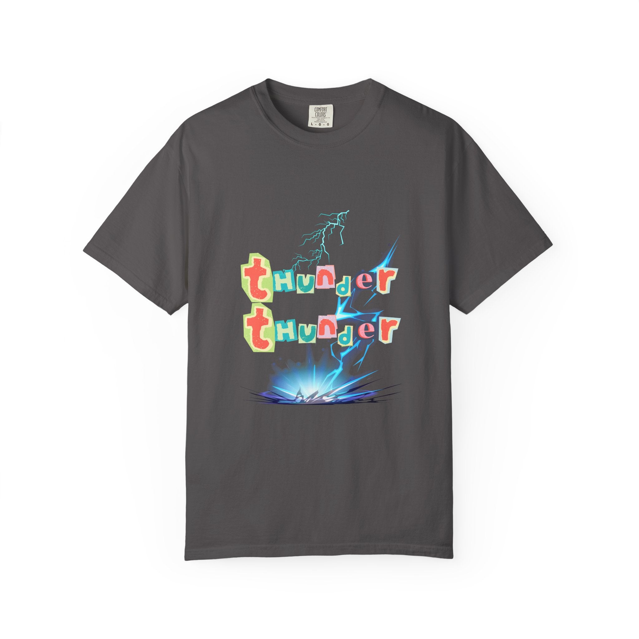 Colorful Thunder Graphic T-Shirt, Fun Casual Tee for Kids and Adults, Perfect Gift for Birthdays, Summer Outings, Music Festivals