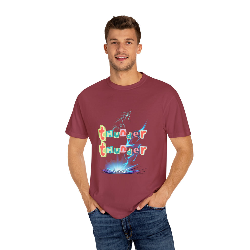 Colorful Thunder Graphic T-Shirt, Fun Casual Tee for Kids and Adults, Perfect Gift for Birthdays, Summer Outings, Music Festivals