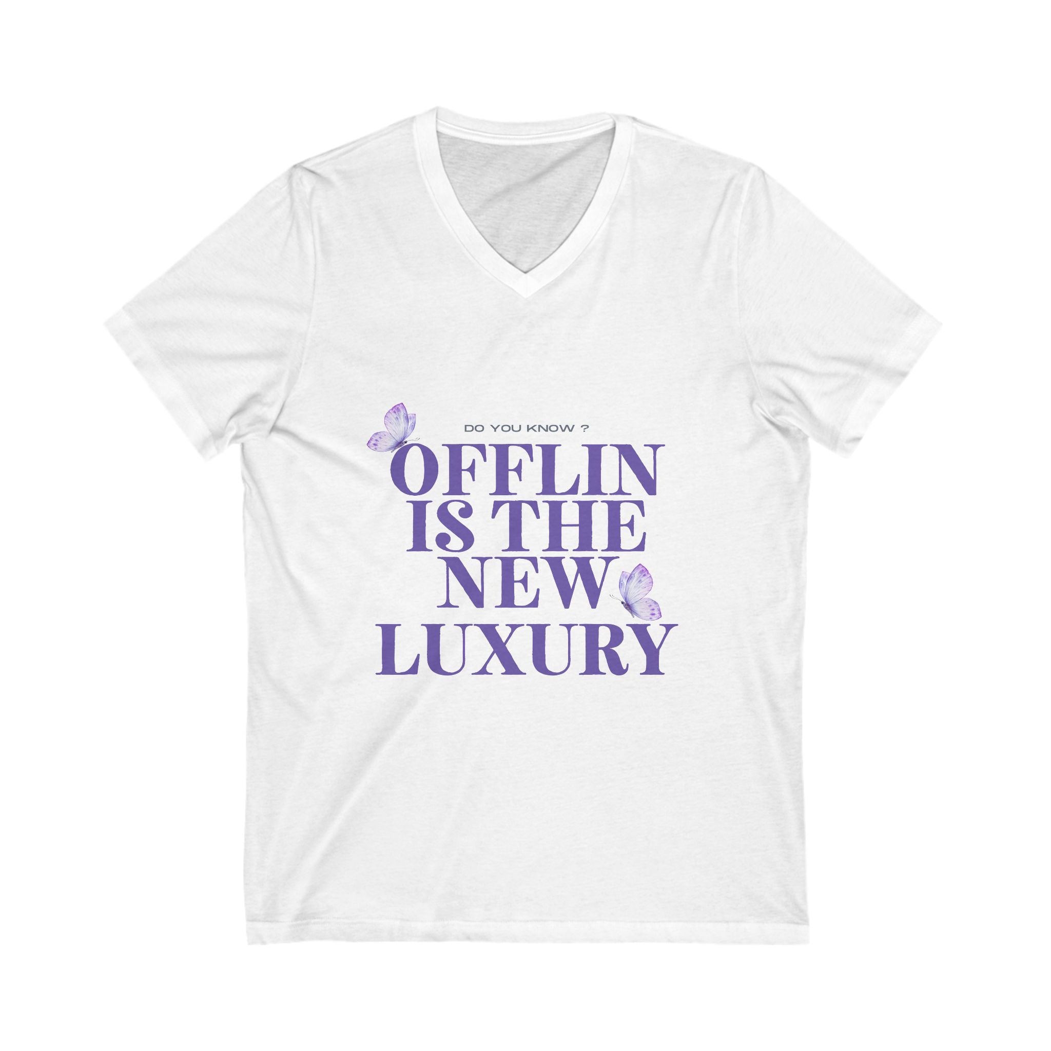 Offlin is the New Luxury V-Neck Tee, Comfortable Casual Shirt, Gift for Minimalists, Relaxed Lifestyle Top, Everyday Wear Tee
